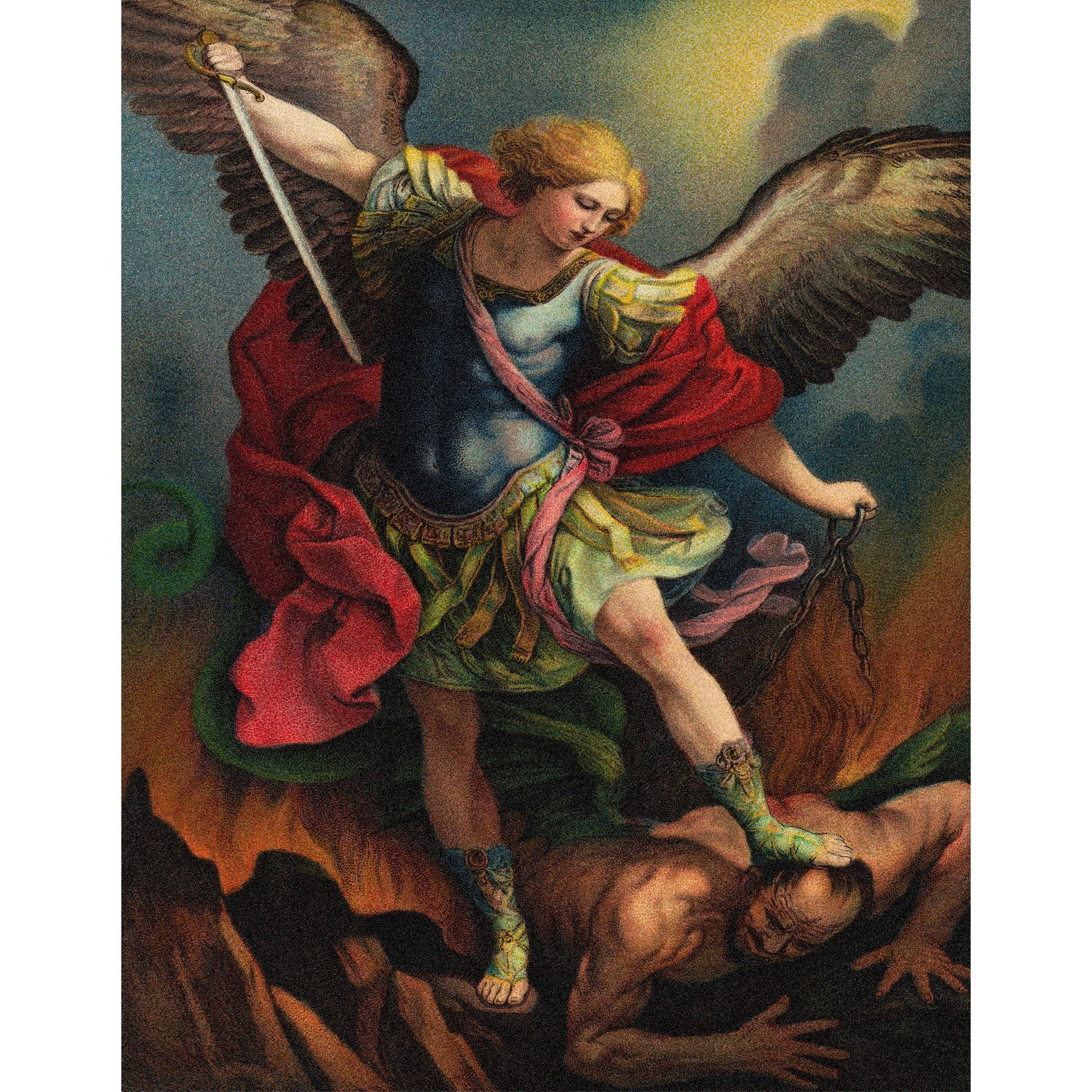 Decorative "Archangel Michael defeats Satan (1636)" by Guido Reni Poster | High - Quality Print | Repositionable Adhesive - Pasquín