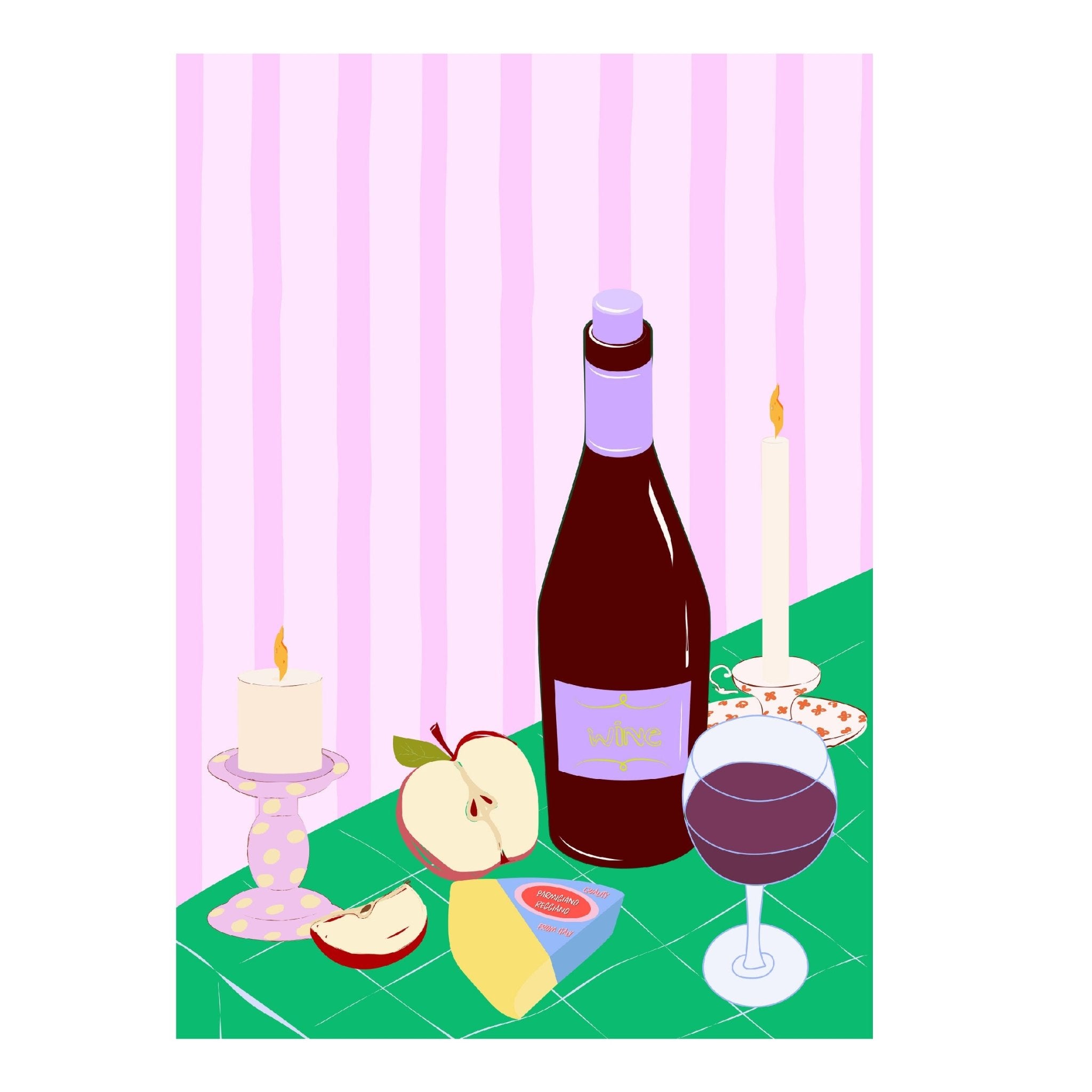 Decorative "Bon Appetit Collection: Wine O'clock" Poster | High - Quality Print | Repositionable Adhesive - Pasquín