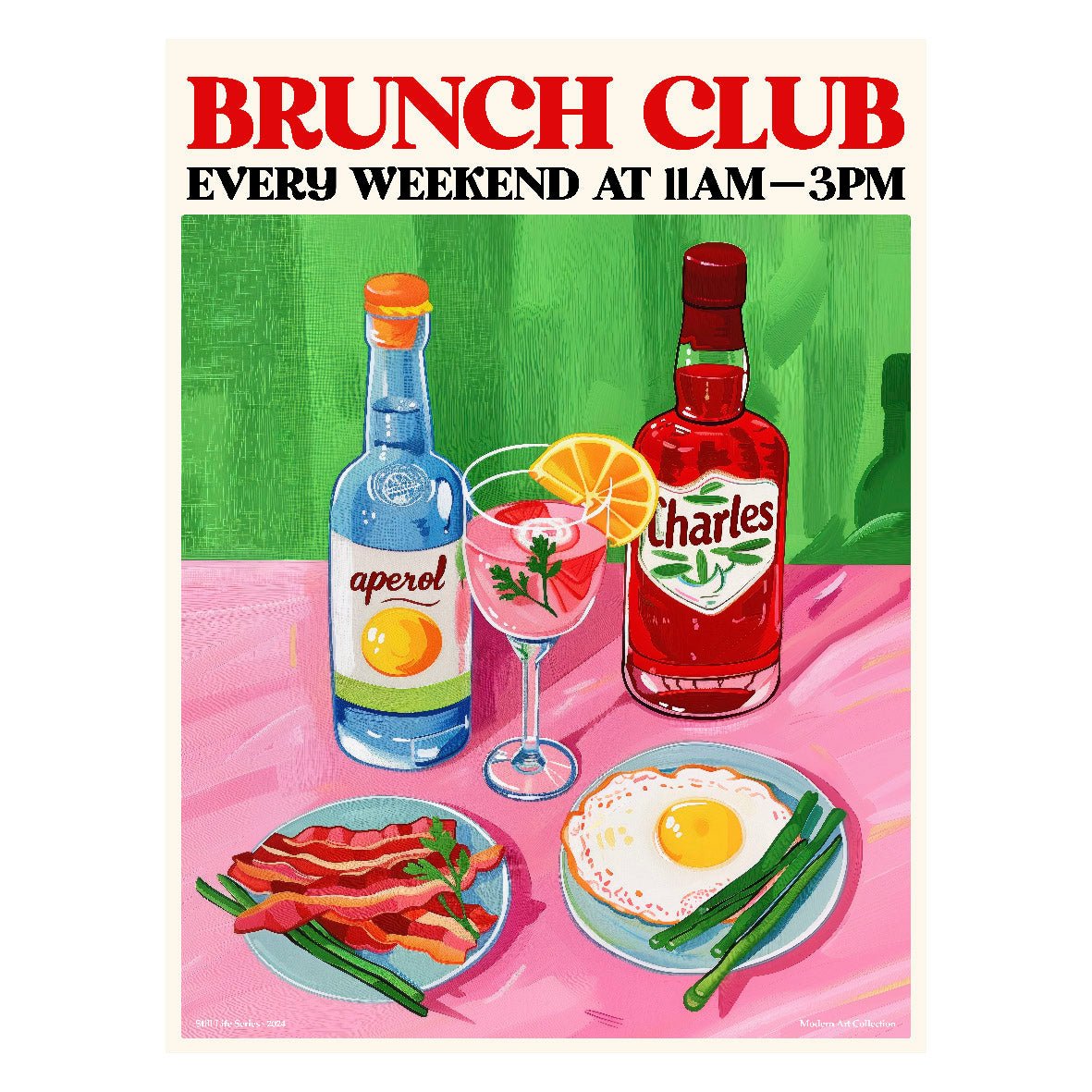 Decorative "Coctel Art Collection: Brunch Club" Poster | High - Quality Print | Repositionable Adhesive - Pasquín