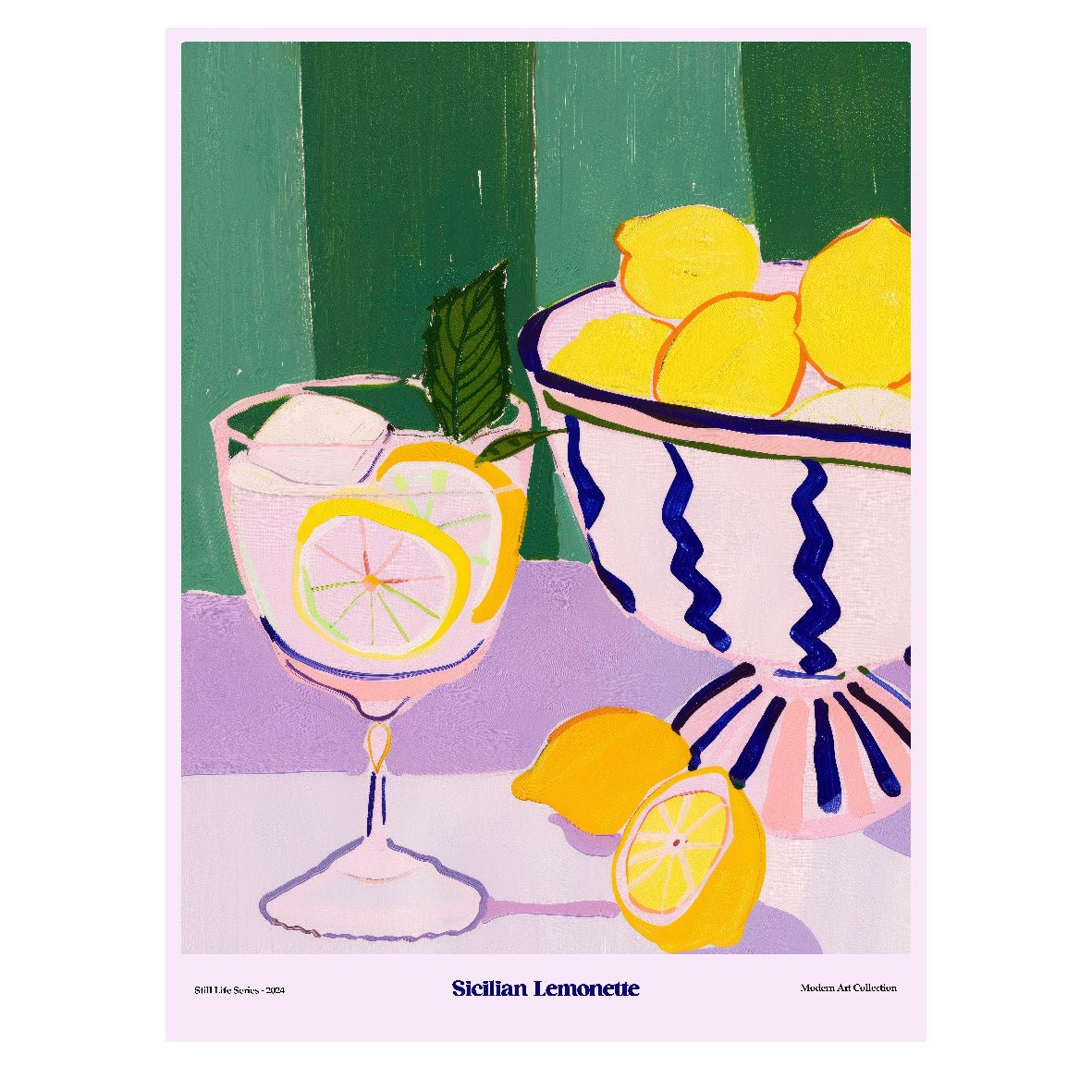 Decorative "Coctel Art Collection: Sicilian Lemonette" Poster | High - Quality Print | Repositionable Adhesive - Pasquín