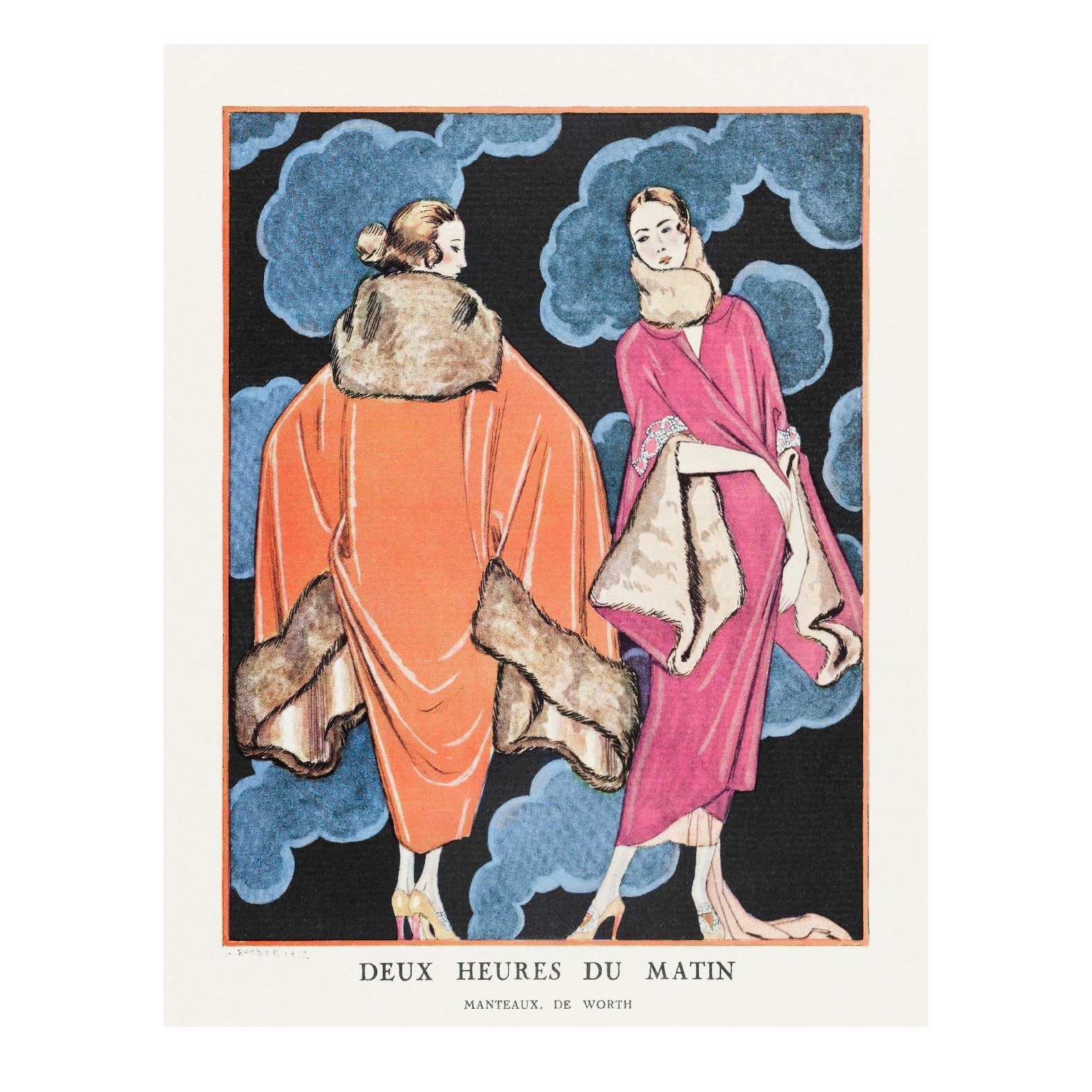 Decorative "Deux heures du matin from Gazette du Bon Ton (1923)" by George Barbier Poster | High - Quality Print | Repositionable Adhesive - Pasquín