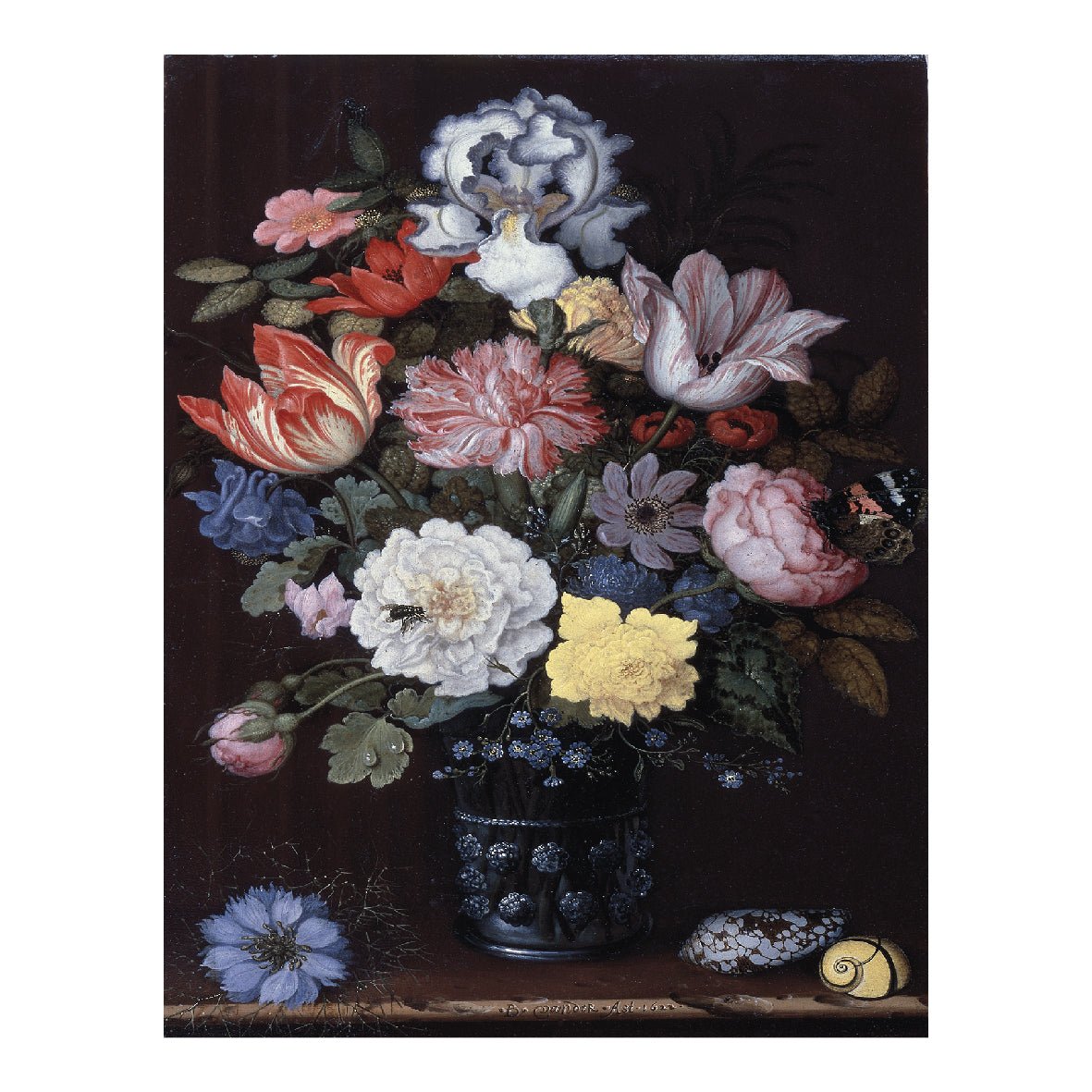 Decorative "Floral Still Life with Shells (1622)" by Balthasar Van der Ast Poster | High - Quality Print | Repositionable Adhesive - Pasquín
