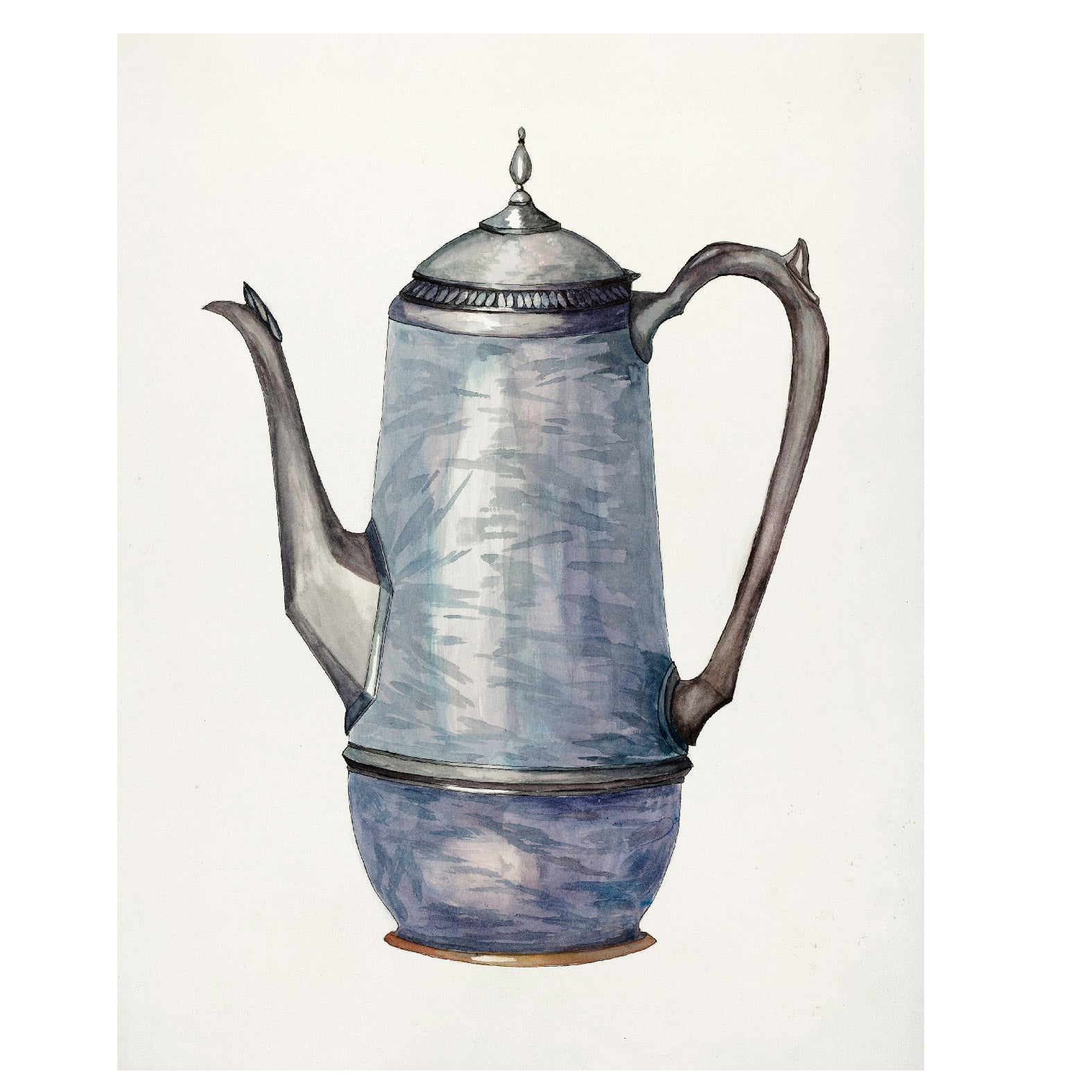 Decorative "Pewter Coffee Pot" by Beulah Bradleigh Poster | High - Quality Print | Repositionable Adhesive - Pasquín