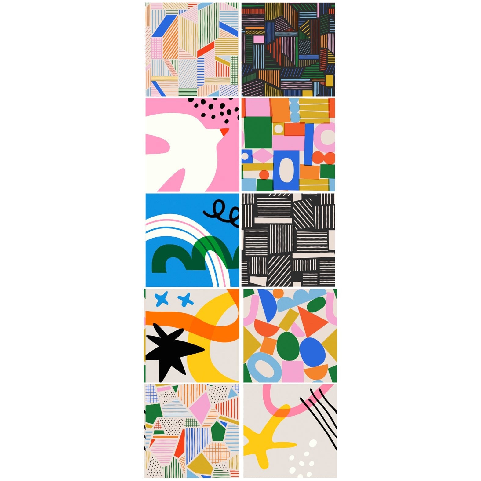 Decorative Removable Wall Tiles - Geometric Designs in Watercolor - Pasquín