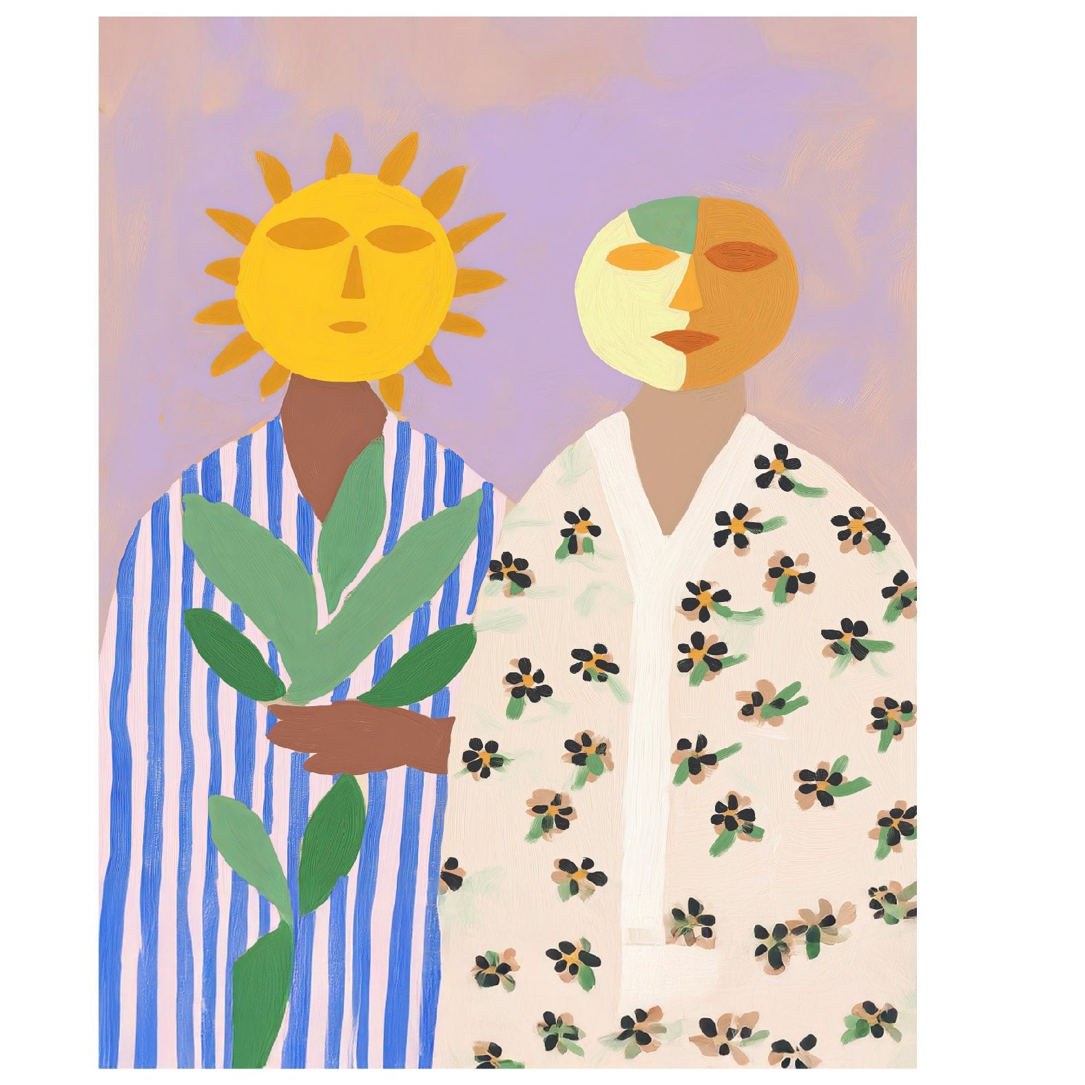 Decorative "Sun & Moon Companions" Poster | High - Quality Print | Repositionable Adhesive - Pasquín