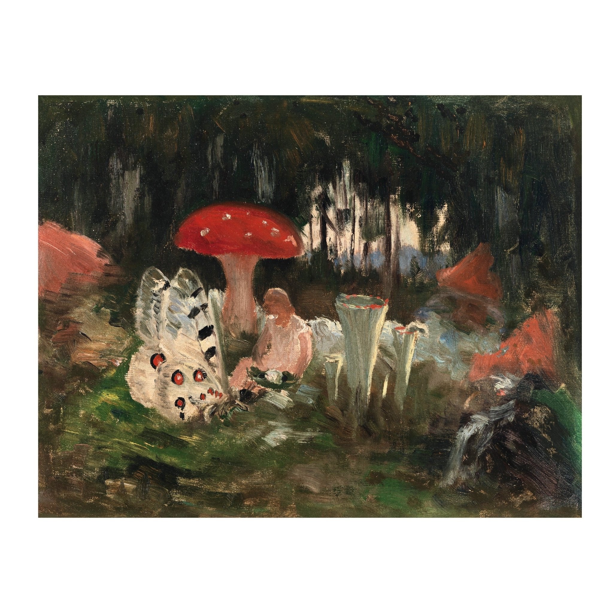 Decorative "The Princess and a Butterfly underneath a fly agaric" by Torsten Wasastjerna Poster | High - Quality Print | Repositionable Adhesive - Pasquín