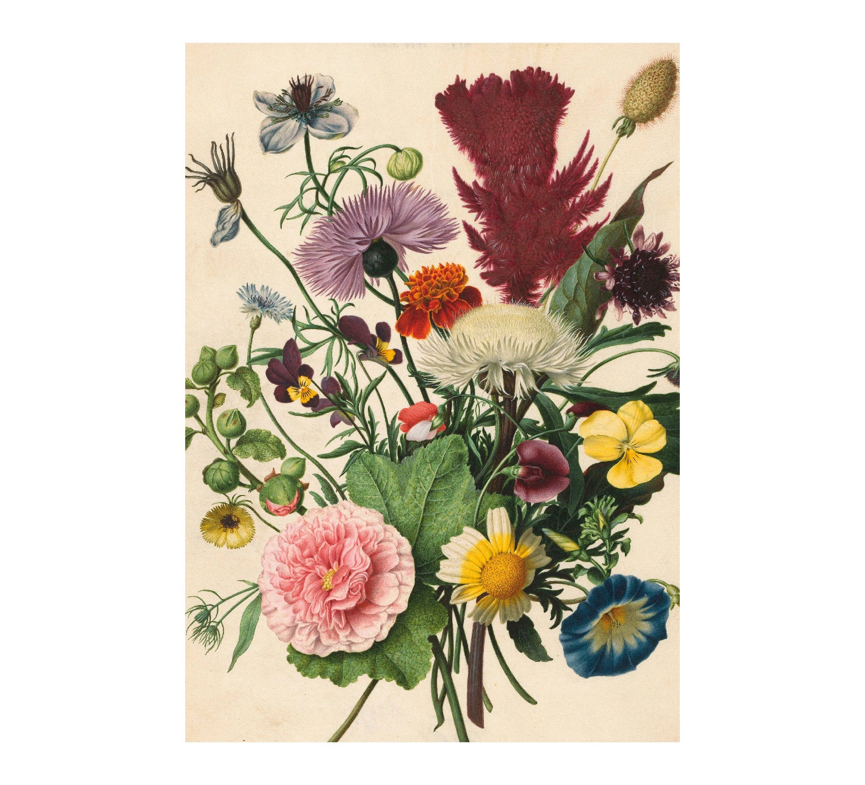 Floral Deco Vintage - Inspired Illustration - Repositionable Adhesive Poster - Pasquín Store