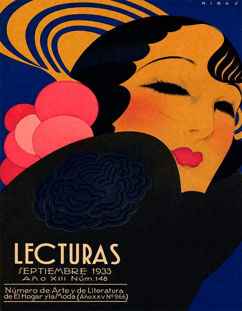 "Lecturas (1933)" by Federico Ribas Montenegro - Reusable Peel-and-Stick Poster - Pasquín