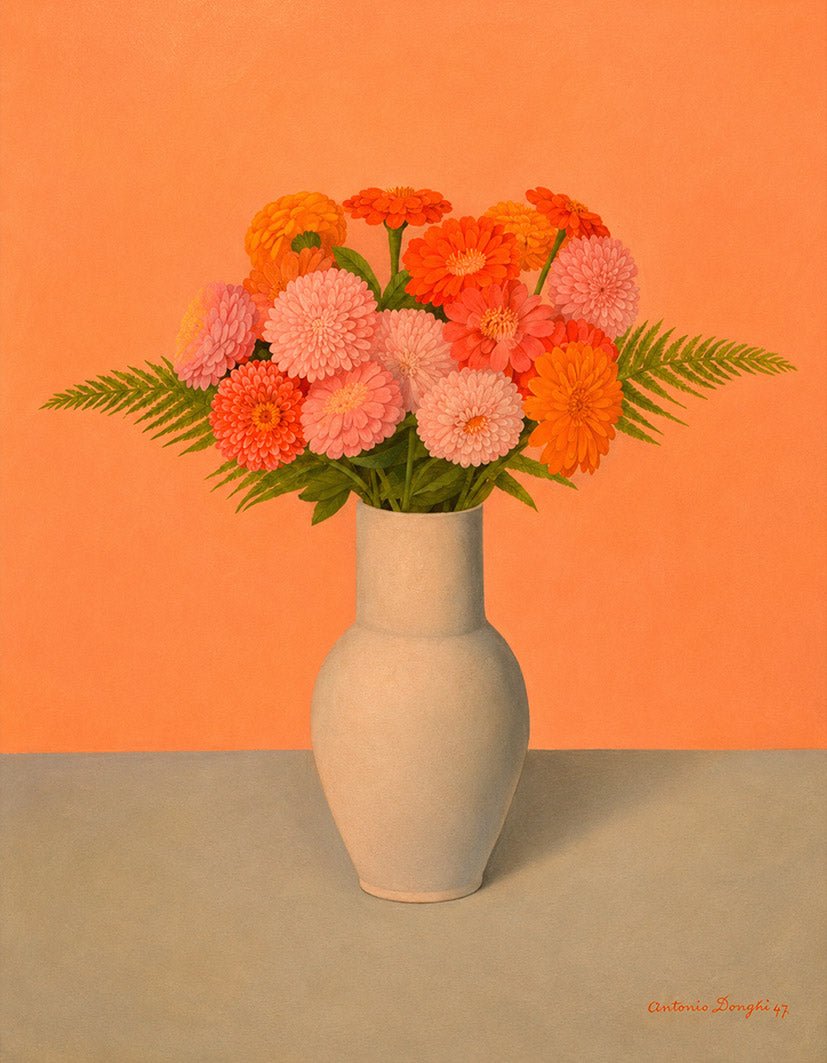 "Orange Flowers" by Antonio Donghi - Reusable Peel-and-Stick Poster - Pasquín