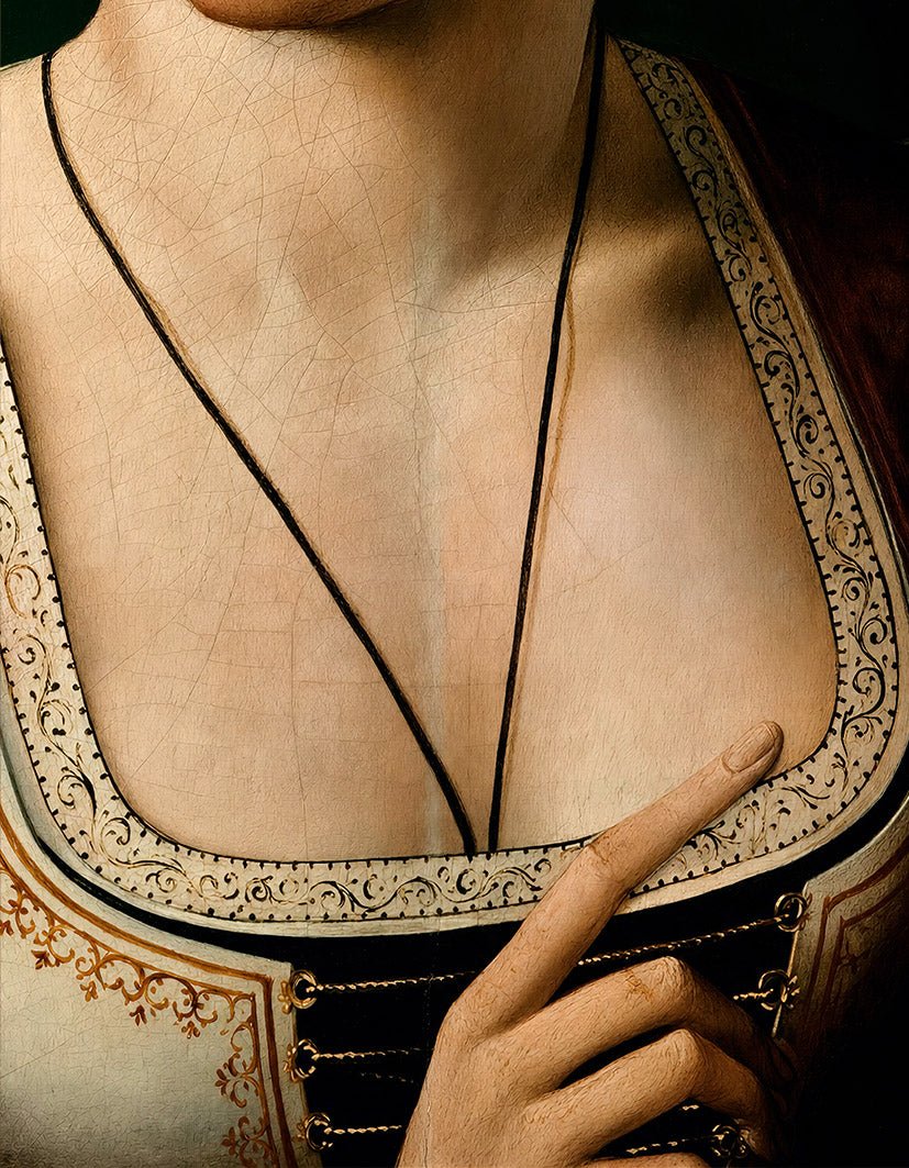 "Portrait of Juana I de Castilla (1500)(Detail)" by Juan de Flandes - Reusable Peel-and-Stick Poster - Pasquín