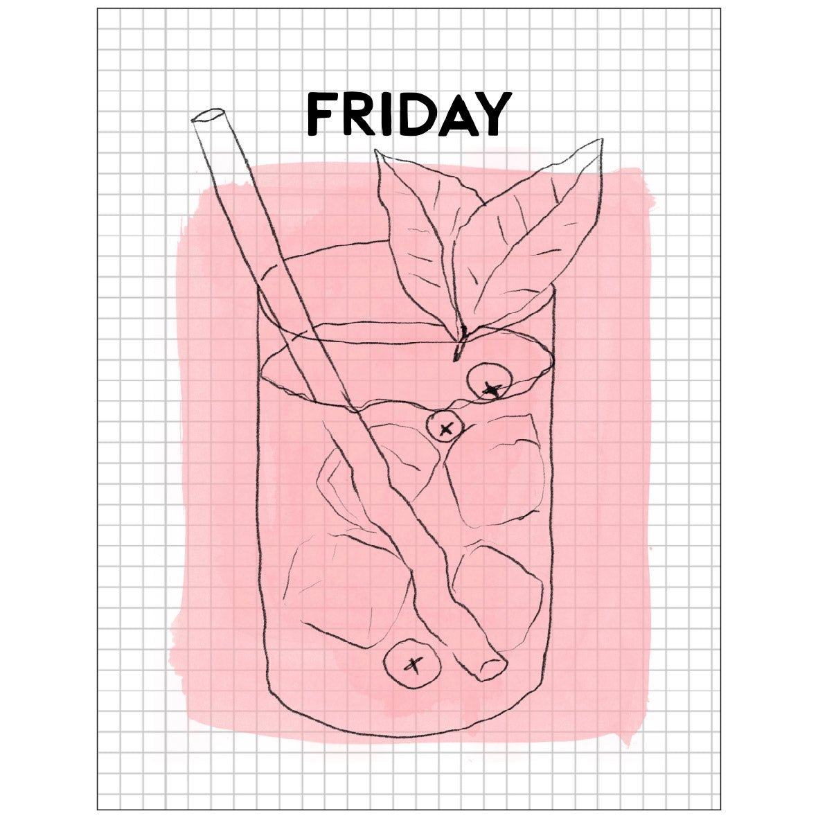 Póster Decorativo Adhesivo Reutilizable - "Friday" por Hollie Cookson - Pasquín