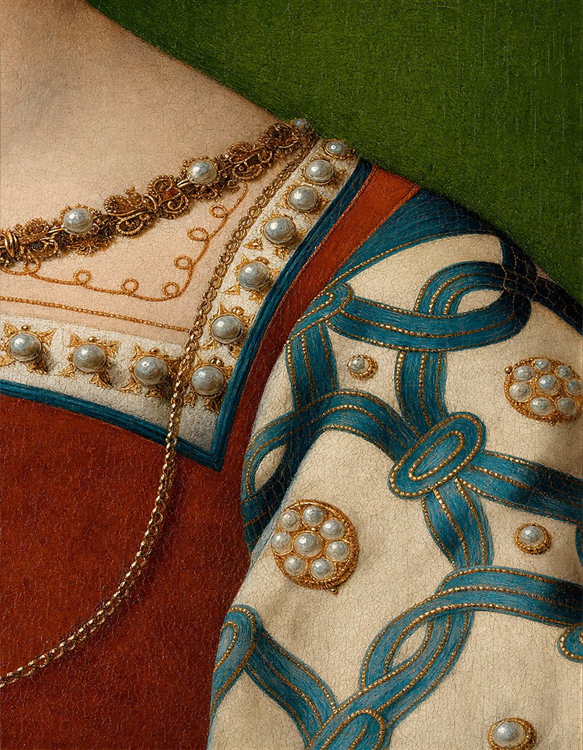 “The Young Princess with an Armillary Sphere (1530) (Detail)” by Mabuse - Reusable Peel-and-Stick Poster - Pasquín