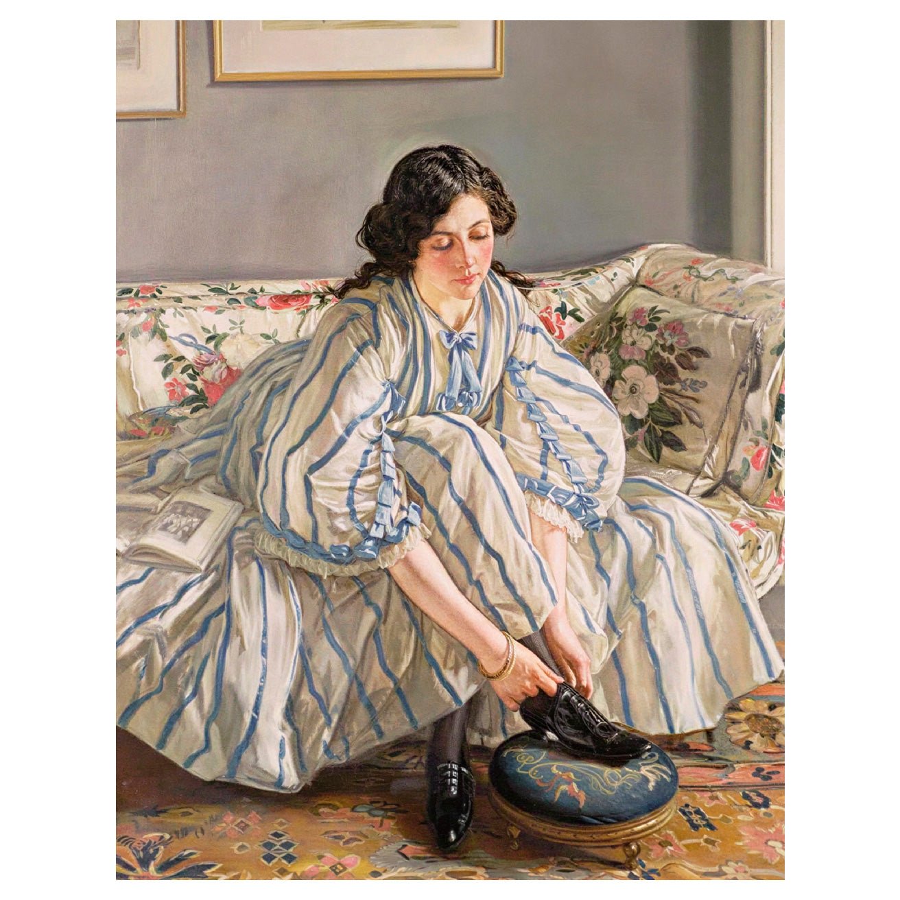 "Tying Her Shoe" by Walter Westley Russell - Reusable Peel - and - Stick Poster - Pasquín