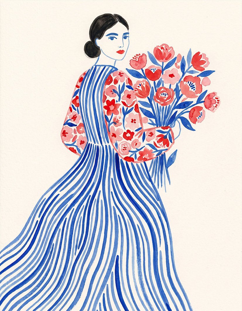 "Woman and the Flowers"- Reusable Peel-and-Stick Poster - Pasquín