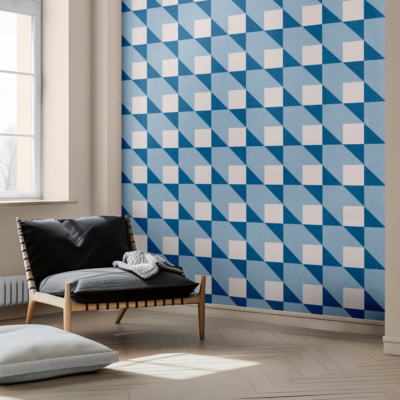 Blue Geometric Adhesive Wallpaper - Easy Install, Repositionable, Non - Toxic - Pasquín Store