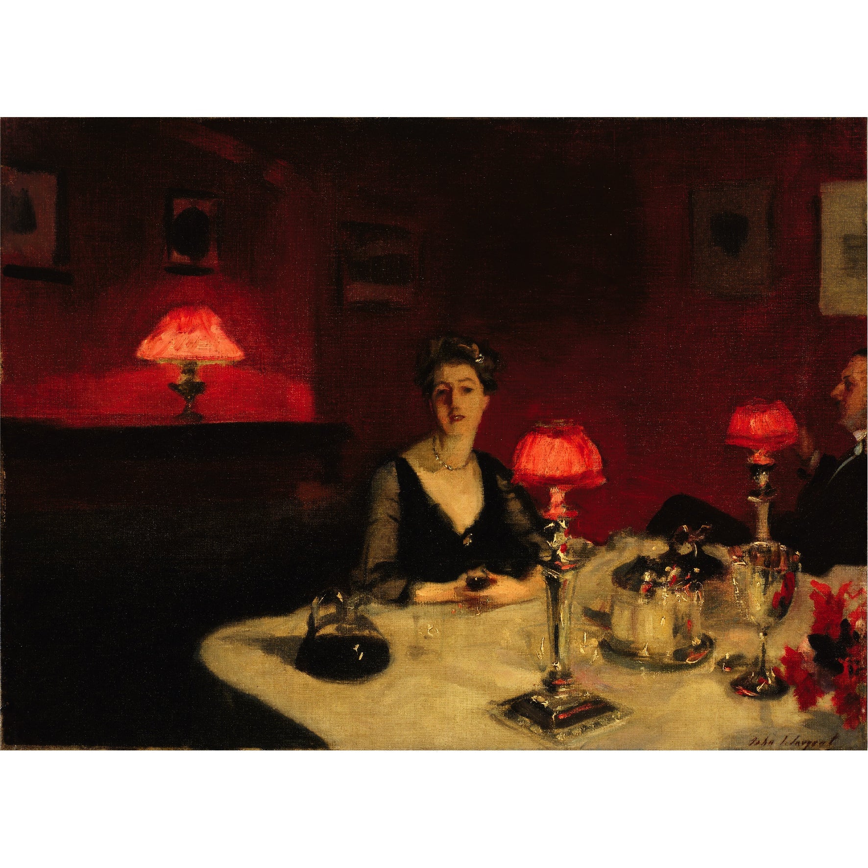 Decorative "A Dinner Table At Night" by John Singer Sargent Poster | High - Quality Print | Repositionable Adhesive - Pasquín Store