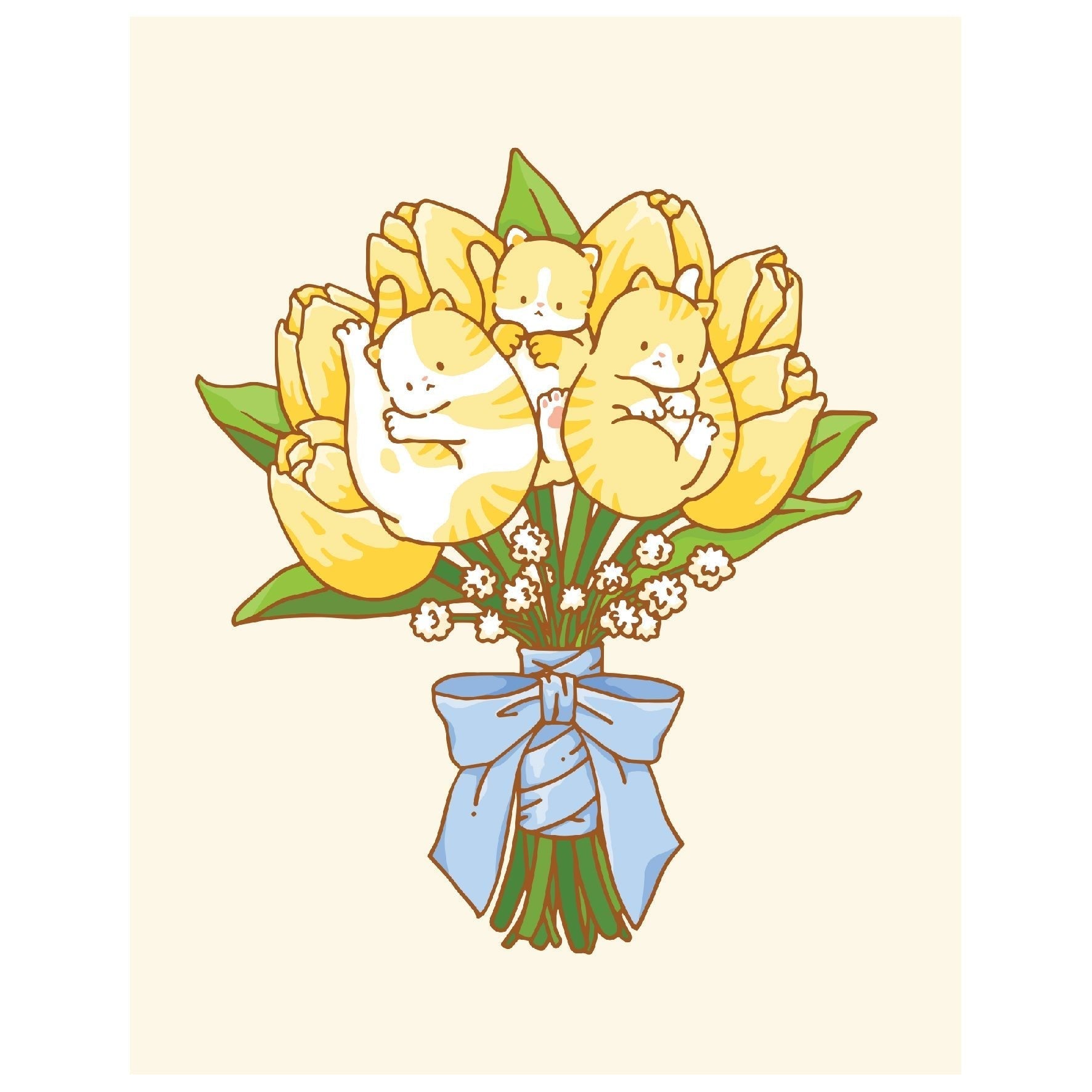 🎁 Decorative "Bouquet of Yellow Cats" Poster | High - Quality Print | Repositionable Adhesive (100% off) - Pasquín