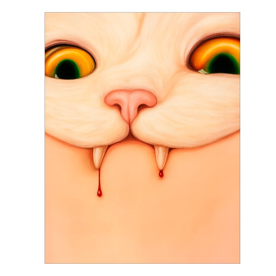 Decorative "Cat Fangs" Poster | High - Quality Print | Repositionable Adhesive - Pasquín