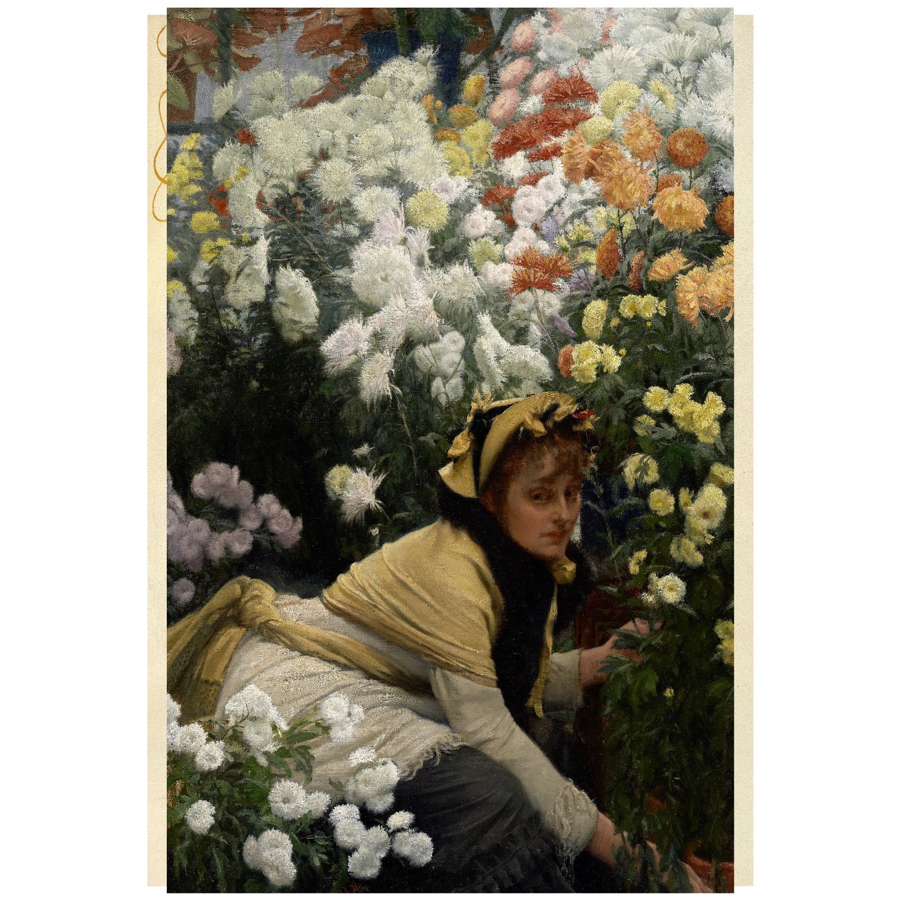 Decorative "Chrysanthemums" by James Tissot Poster | High - Quality Print | Repositionable Adhesive - Pasquín