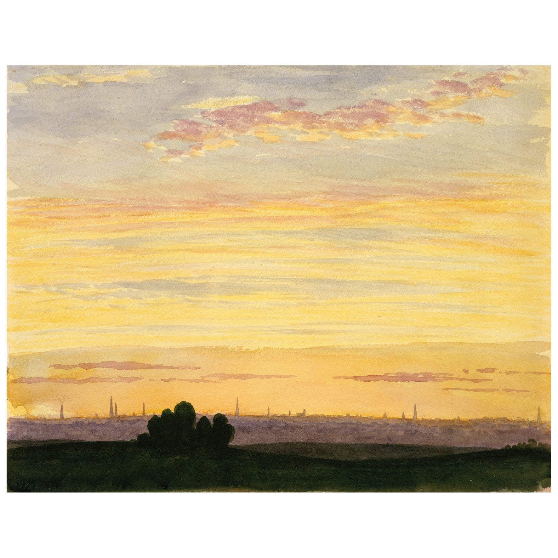 Decorative "City and Sunset" by Henry Farrer Poster | High - Quality Print | Repositionable Adhesive - Pasquín Store