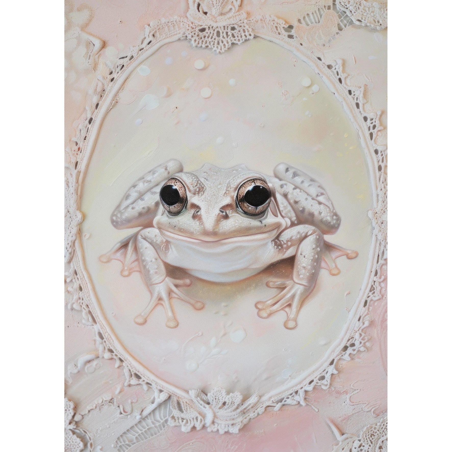 Decorative "Coquette Collection: Mischievous Little Frog" Posters | High - Quality Print | Repositionable Adhesive - Pasquín Store