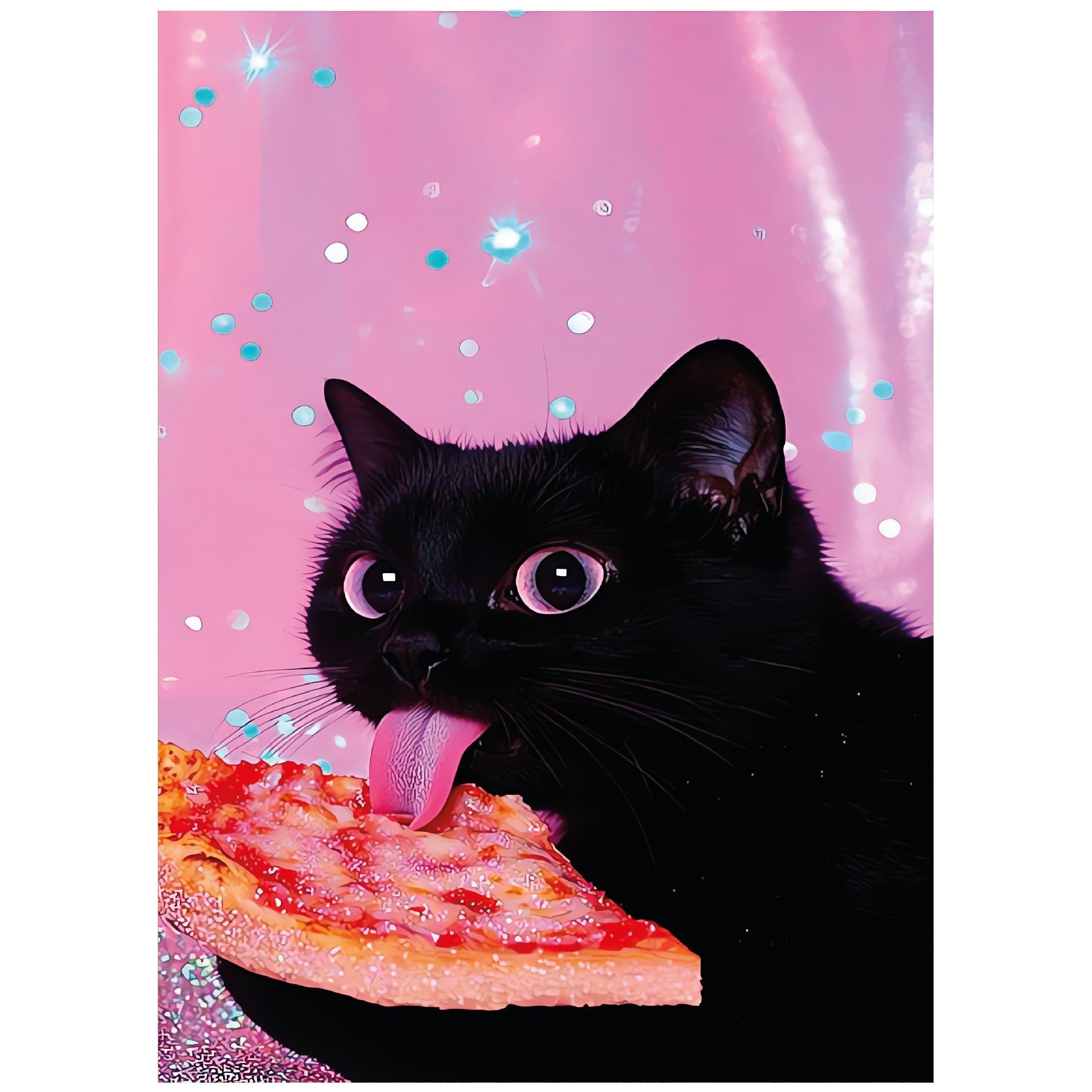 Decorative "Coquette Collection: Pizza Purrfection" Posters | High - Quality Print | Repositionable Adhesive - Pasquín