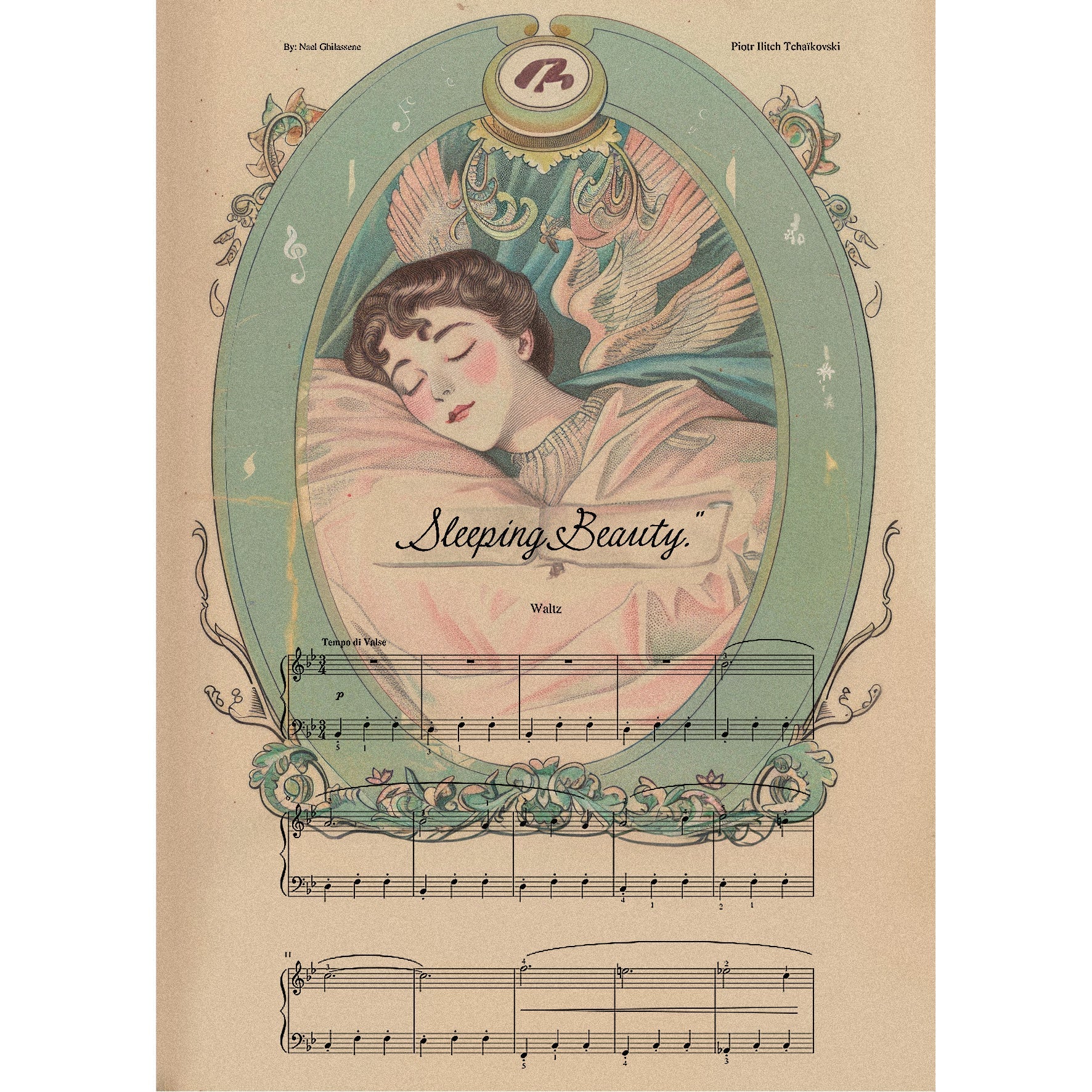 Decorative "Coquette Collection: Sleeping Beauty" Posters | High - Quality Print | Repositionable Adhesive - Pasquín Store