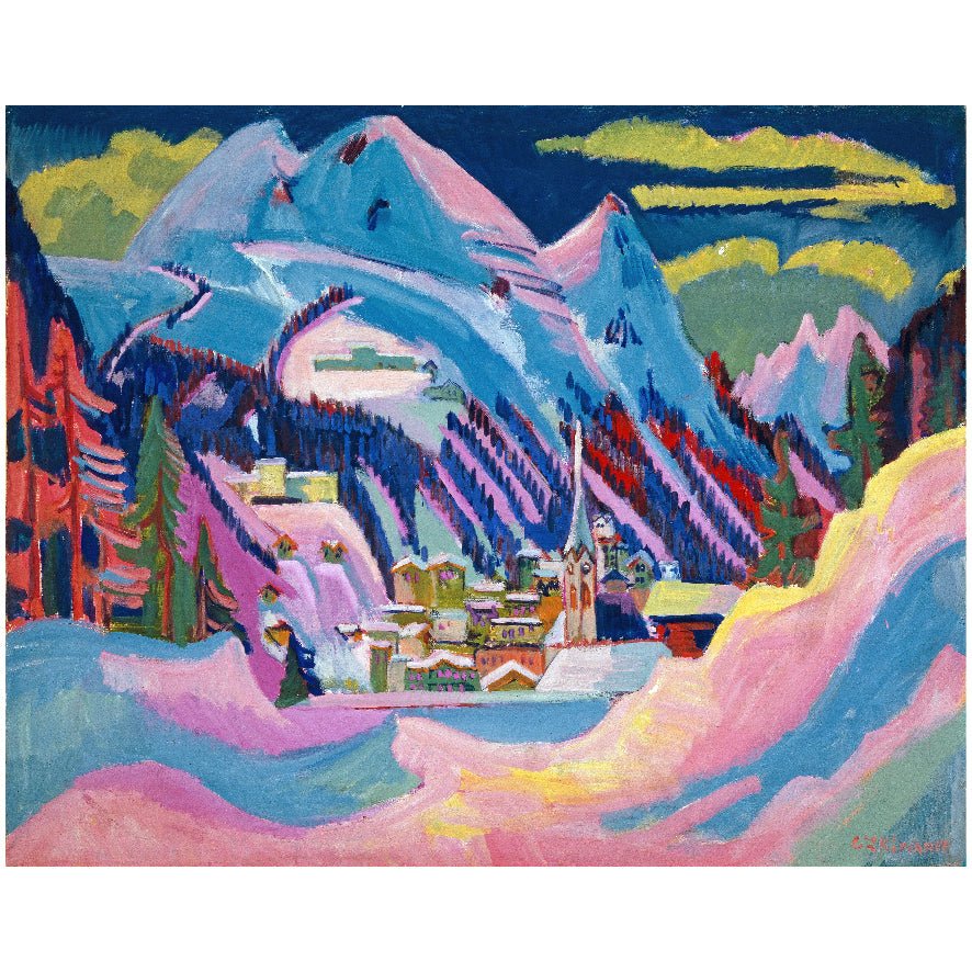 Decorative "Davos in Winter" by Ernst Ludwig Kirchner Poster | High - Quality Print | Repositionable Adhesive - Pasquín Store