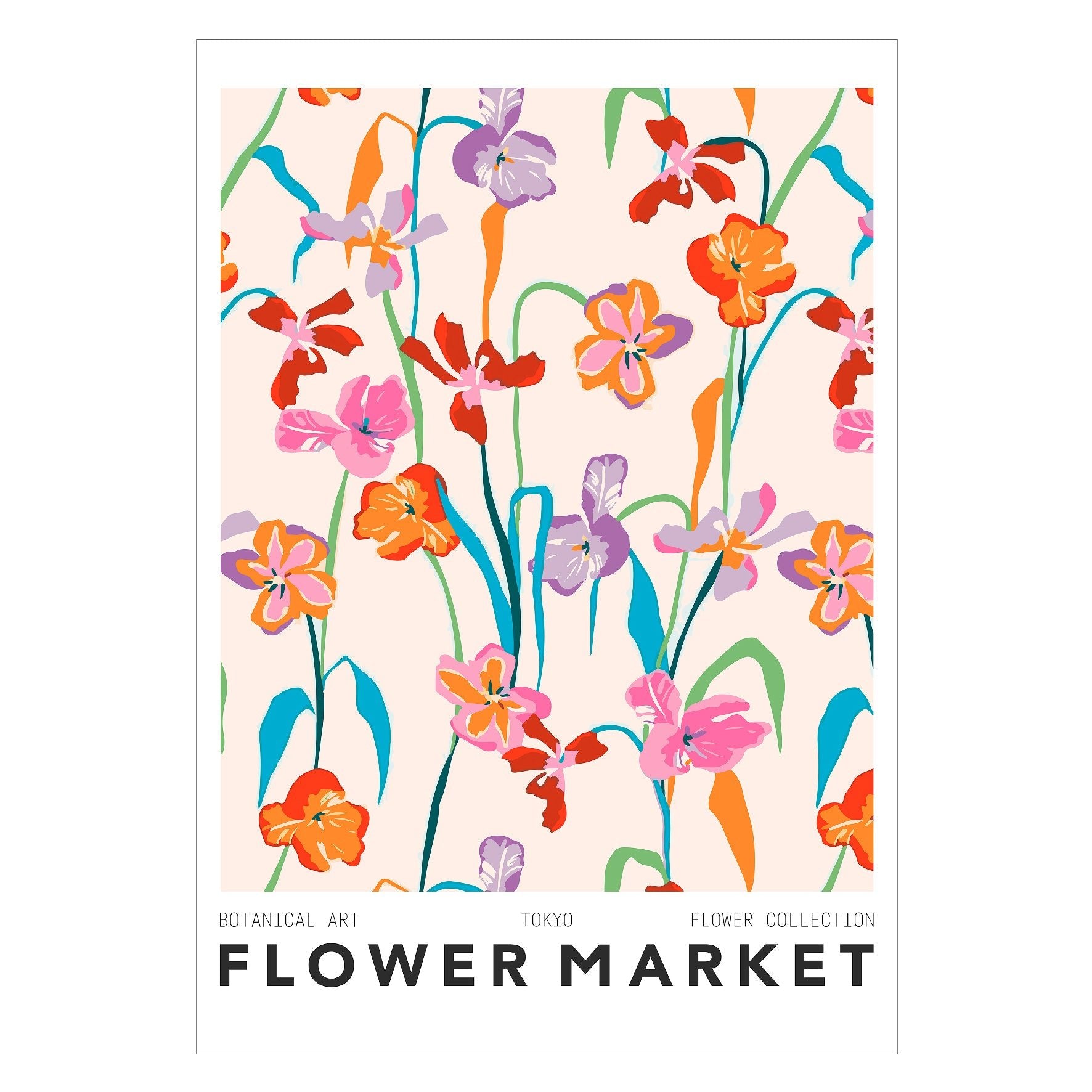 Decorative "Flower Market Tokyo" Poster | High - Quality Print | Repositionable Adhesive - Pasquín