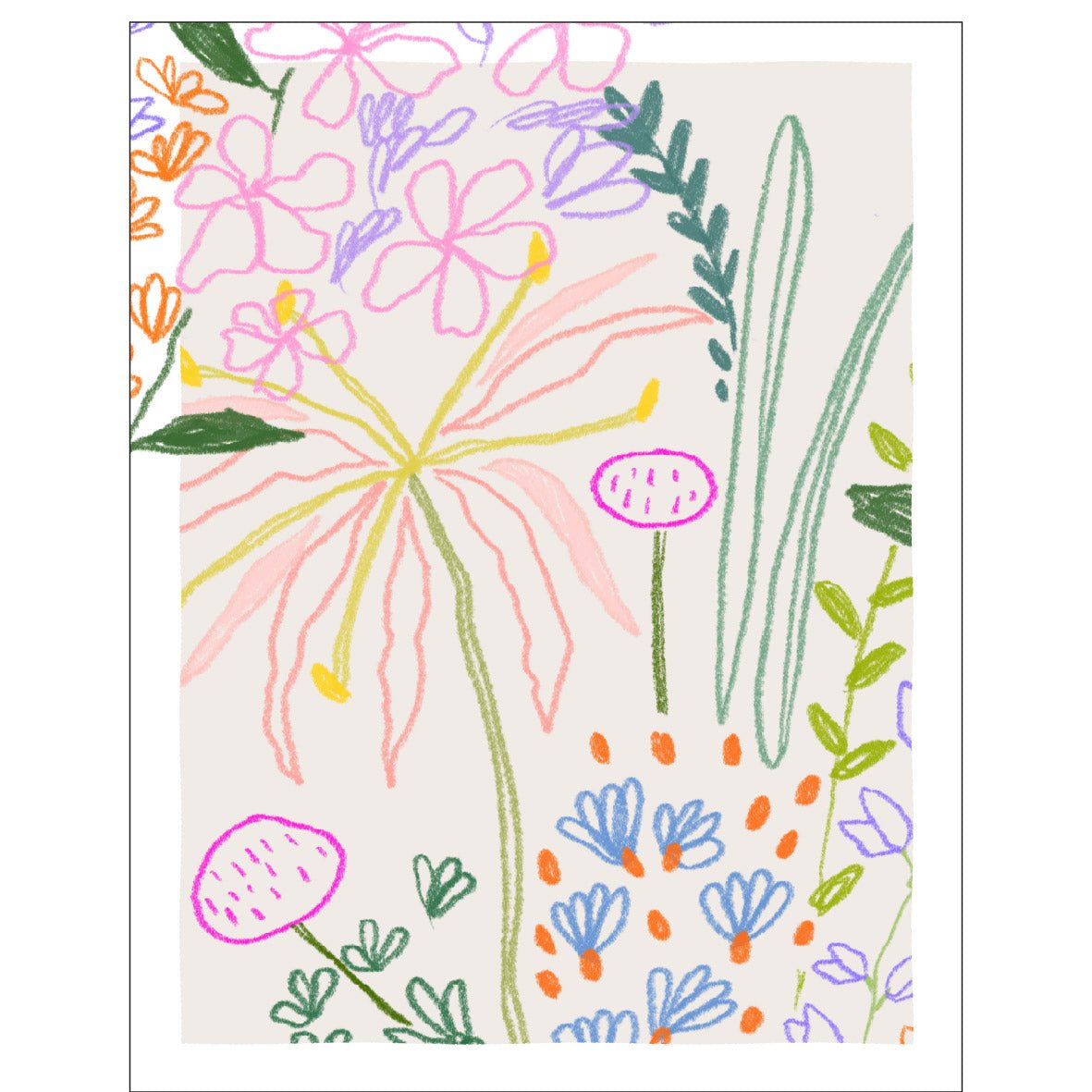 Decorative "Garden Drawing" Poster | High - Quality Print | Repositionable Adhesive - Pasquín