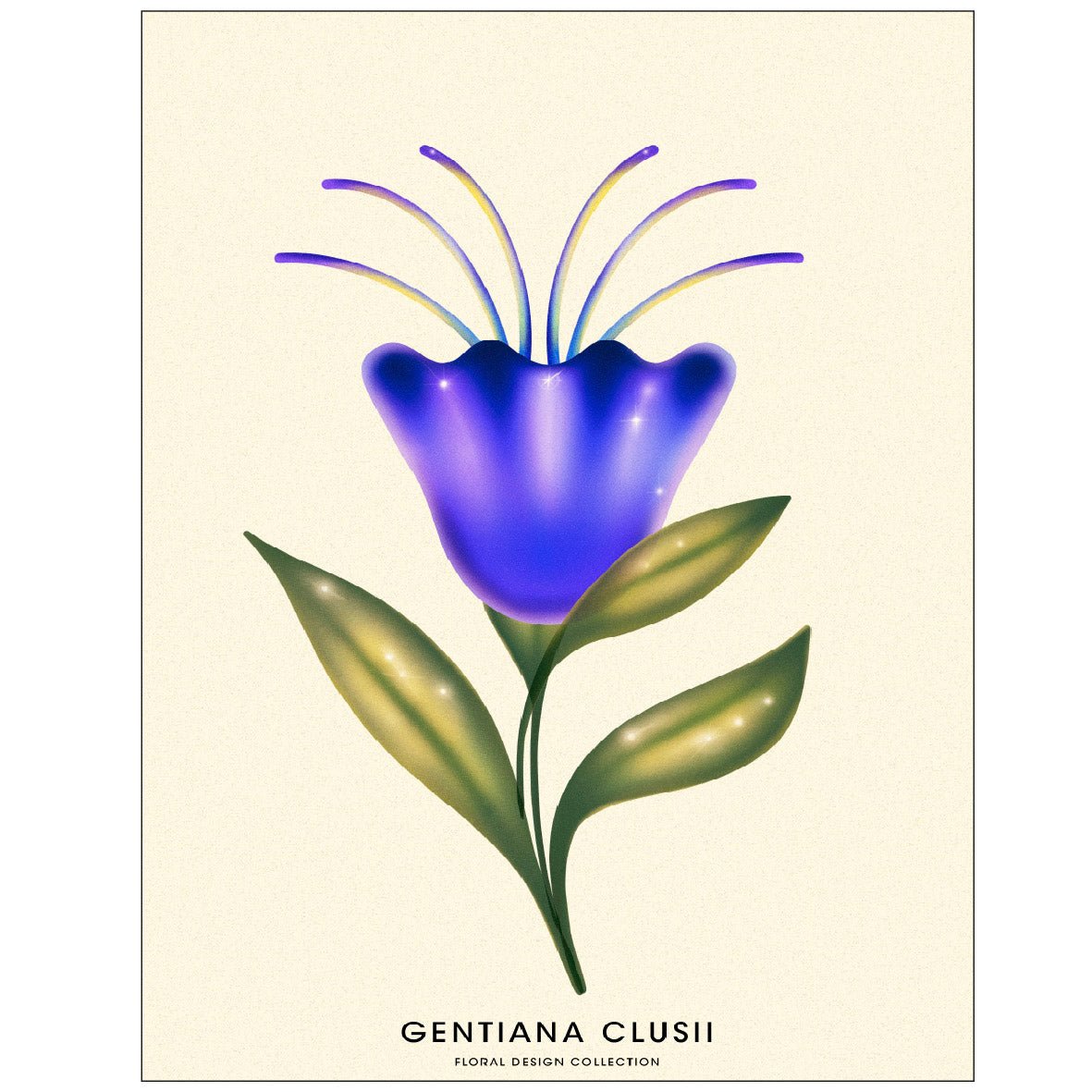 Decorative "Gentiana Clusii - Floral Design Collection" Poster | High - Quality Print | Repositionable Adhesive - Pasquín