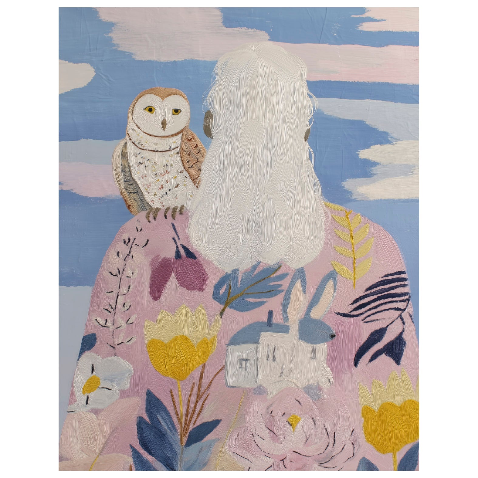 Decorative "Girl and Owl" Poster | High - Quality Print | Repositionable Adhesive - Pasquín