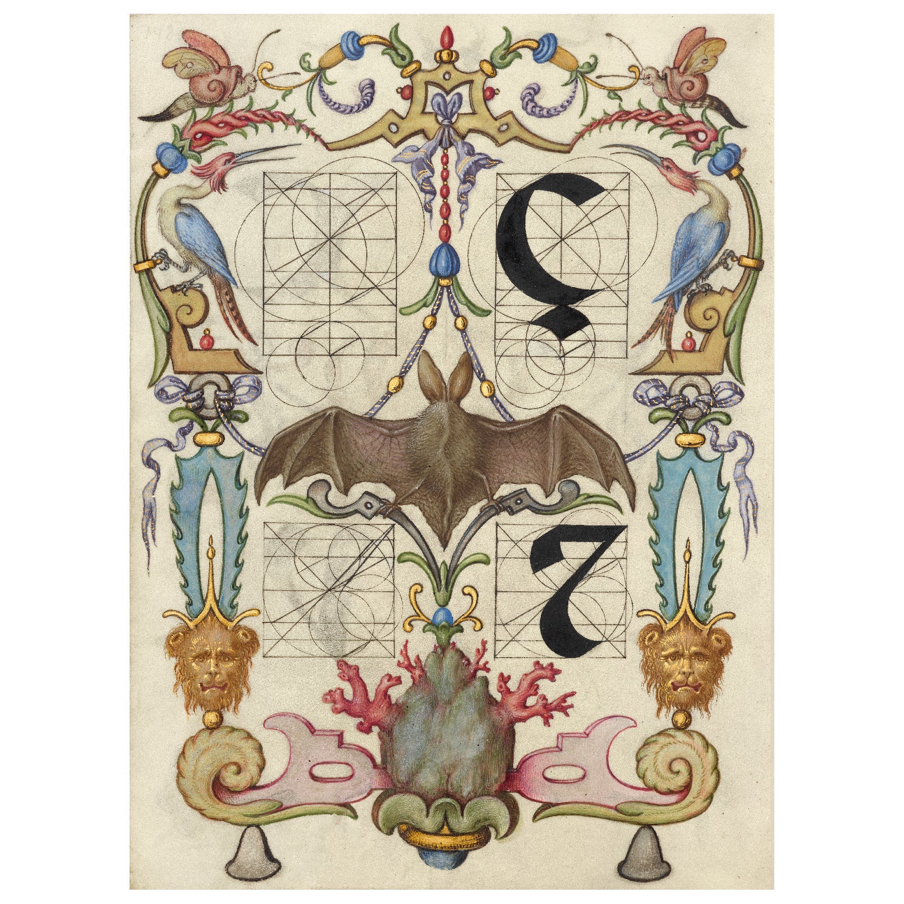 Decorative "Guide for Constructing the Letters (1561–1596)" by Joris Hoefnagel Poster | High - Quality Print | Repositionable Adhesive - Pasquín Store