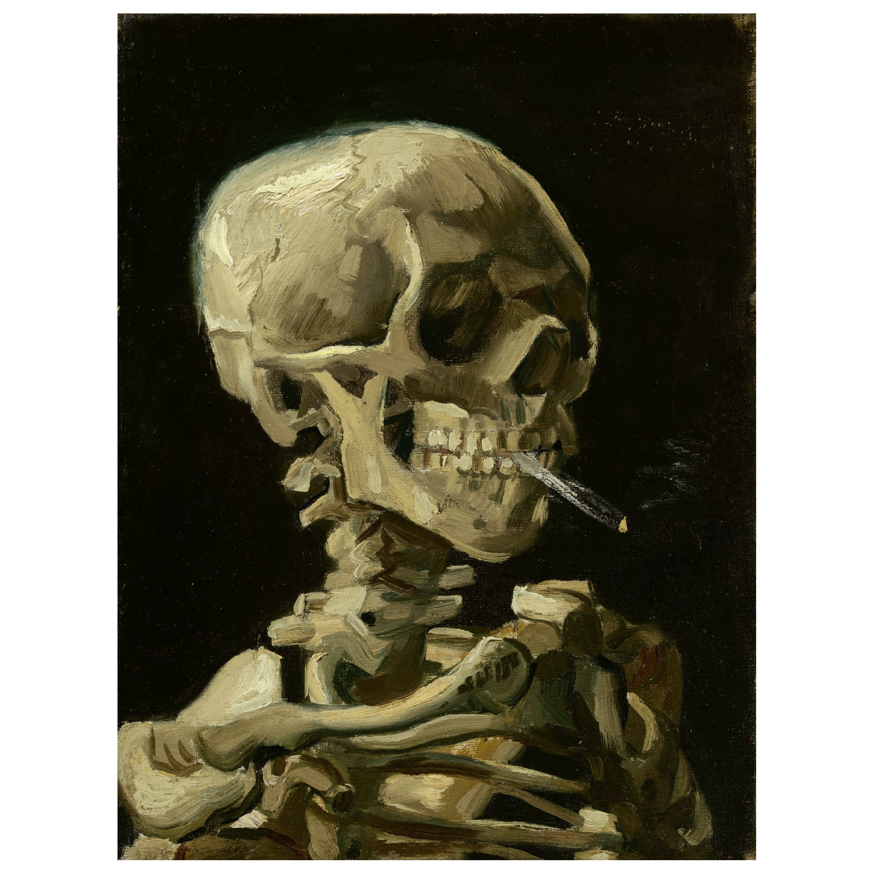 Decorative "Head of a Skeleton with a Burning Cigarette" by Vincent van Gogh Poster | High - Quality Print | Repositionable Adhesive - Pasquín Store