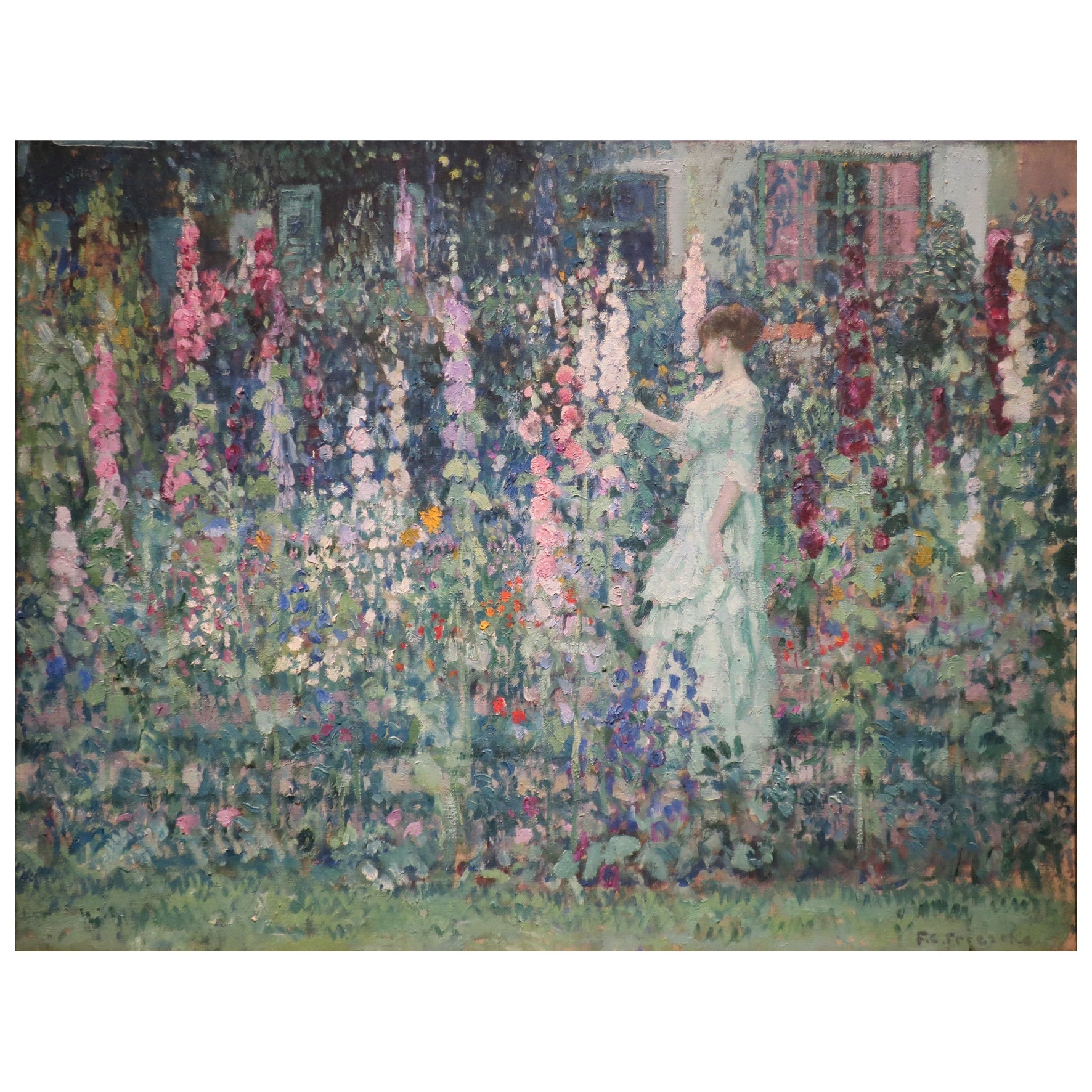 Decorative "Hollyhocks" by Frederick Carl Frieseke Poster | High - Quality Print | Repositionable Adhesive - Pasquín Store