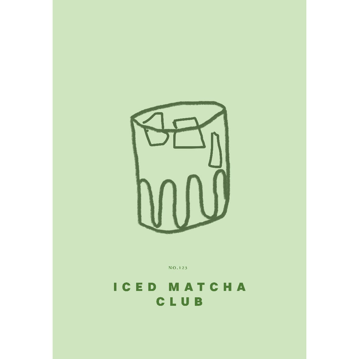 Decorative "Iced Matcha Club" Poster | High - Quality Print | Repositionable Adhesive - Pasquín