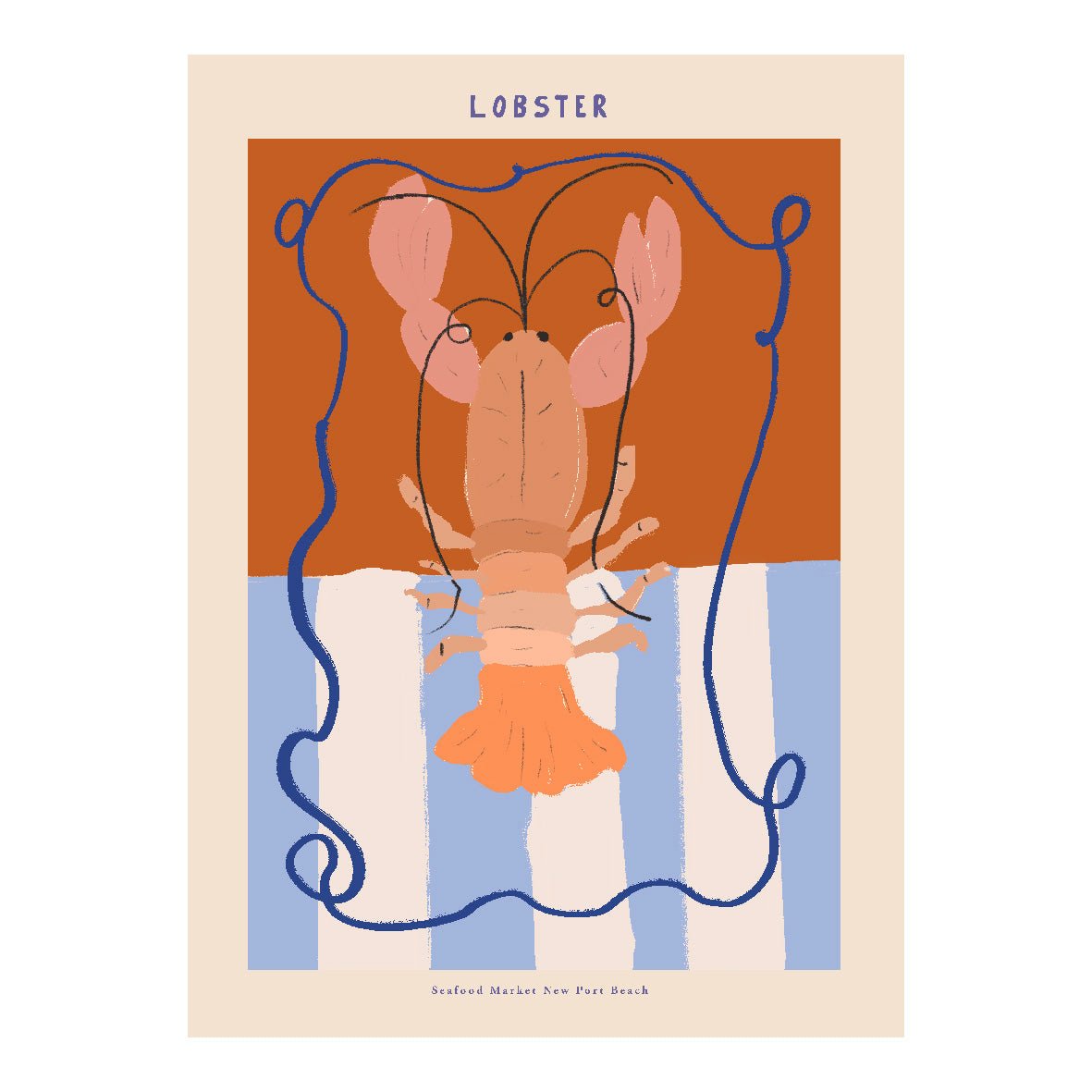 Decorative "Lobster" Poster | High - Quality Print | Repositionable Adhesive - Pasquín