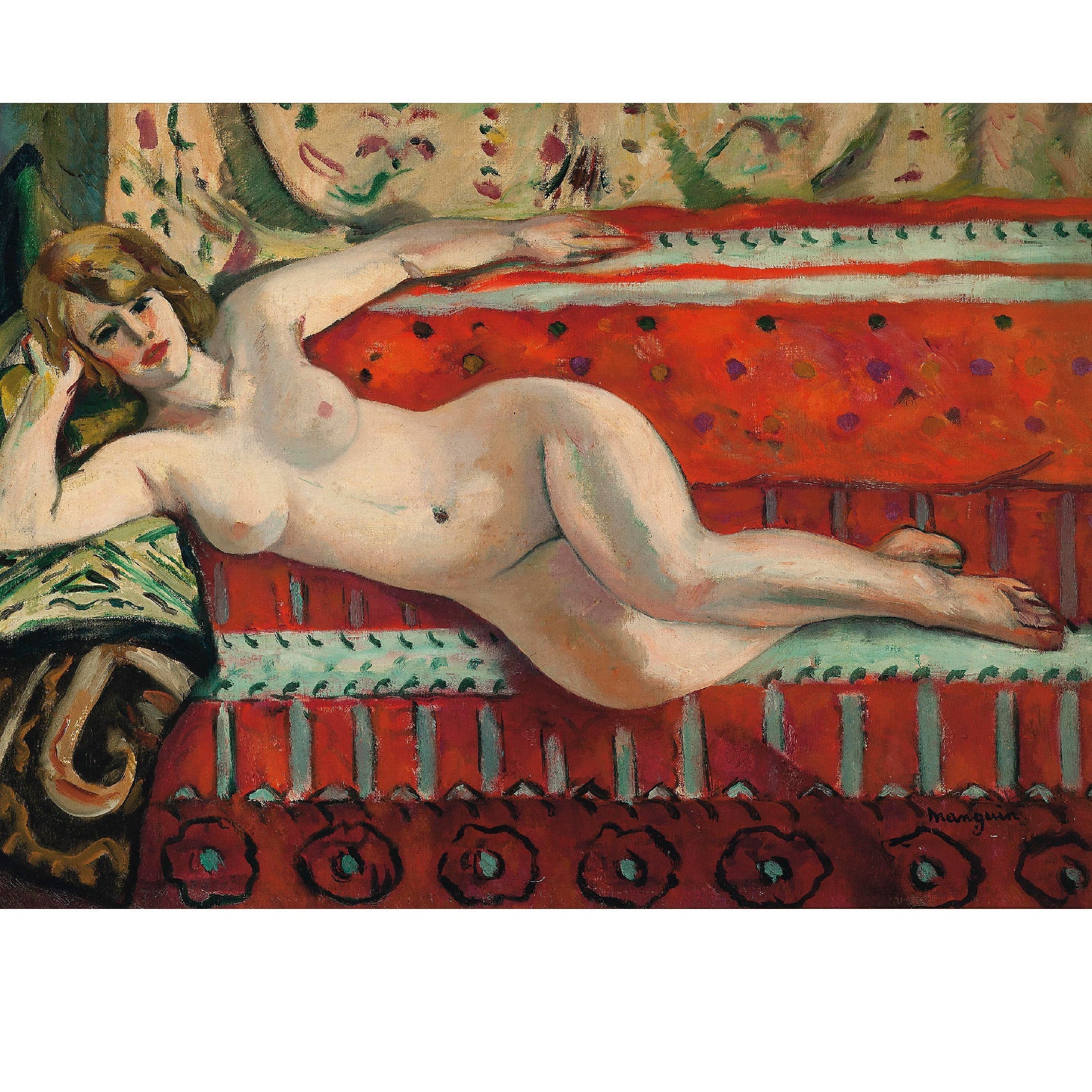 Decorative "L’Odalisque, Grenouillette (1922)" by Henri Manguin Poster | High - Quality Print | Repositionable Adhesive - Pasquín