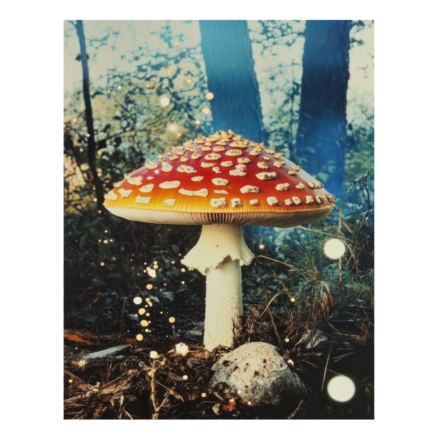 Decorative "Mushroom in Forest" Poster | High - Quality Print | Repositionable Adhesive - Pasquín