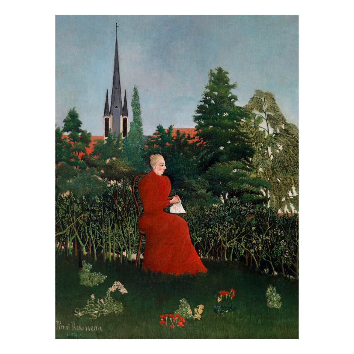 Decorative "Portrait of a Woman in a Landscape" by Henri Rousseau Poster | High - Quality Print | Repositionable Adhesive - Pasquín