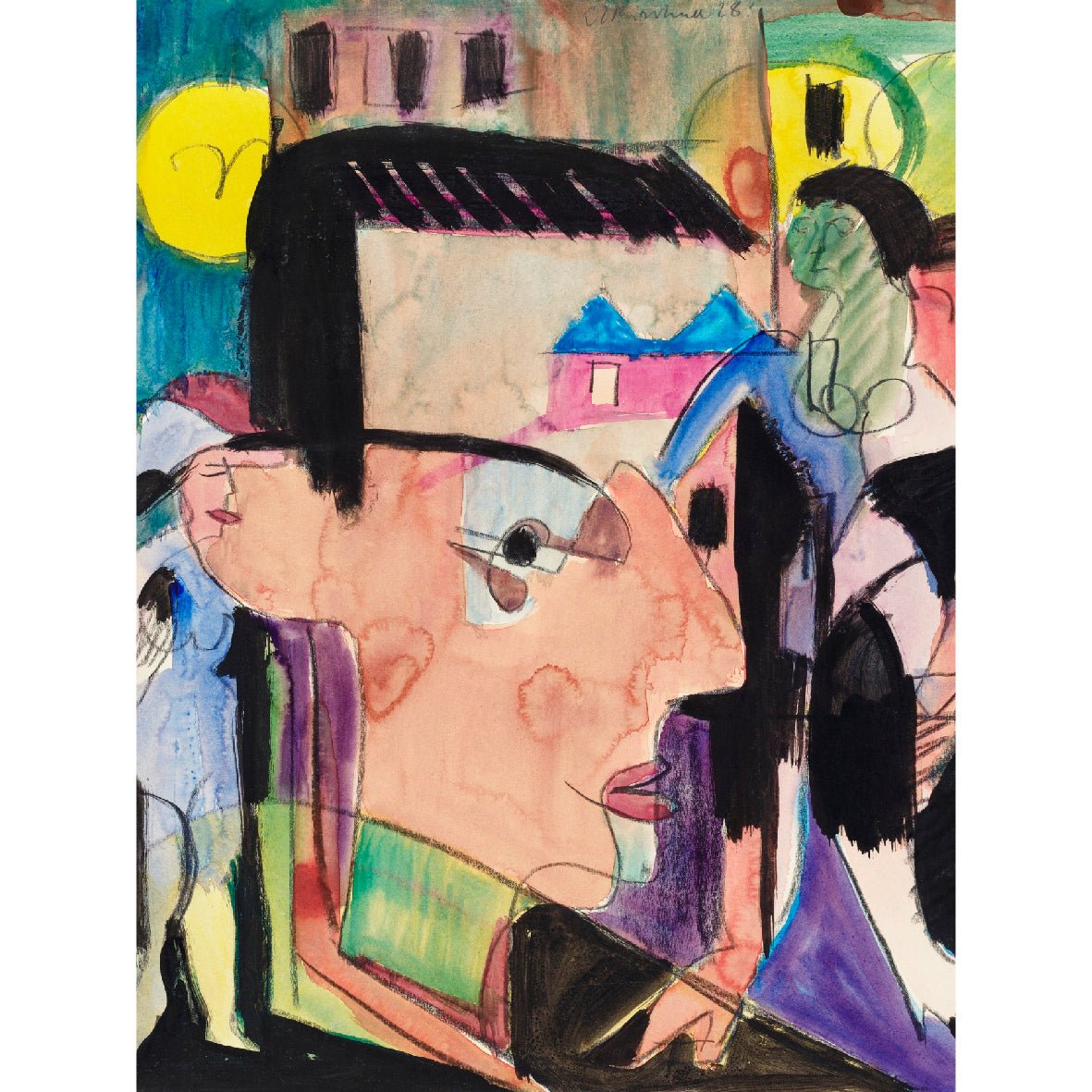 Decorative "Self - Portrait (1928)" by Ernst Ludwig Kirchner Poster | High - Quality Print | Repositionable Adhesive - Pasquín