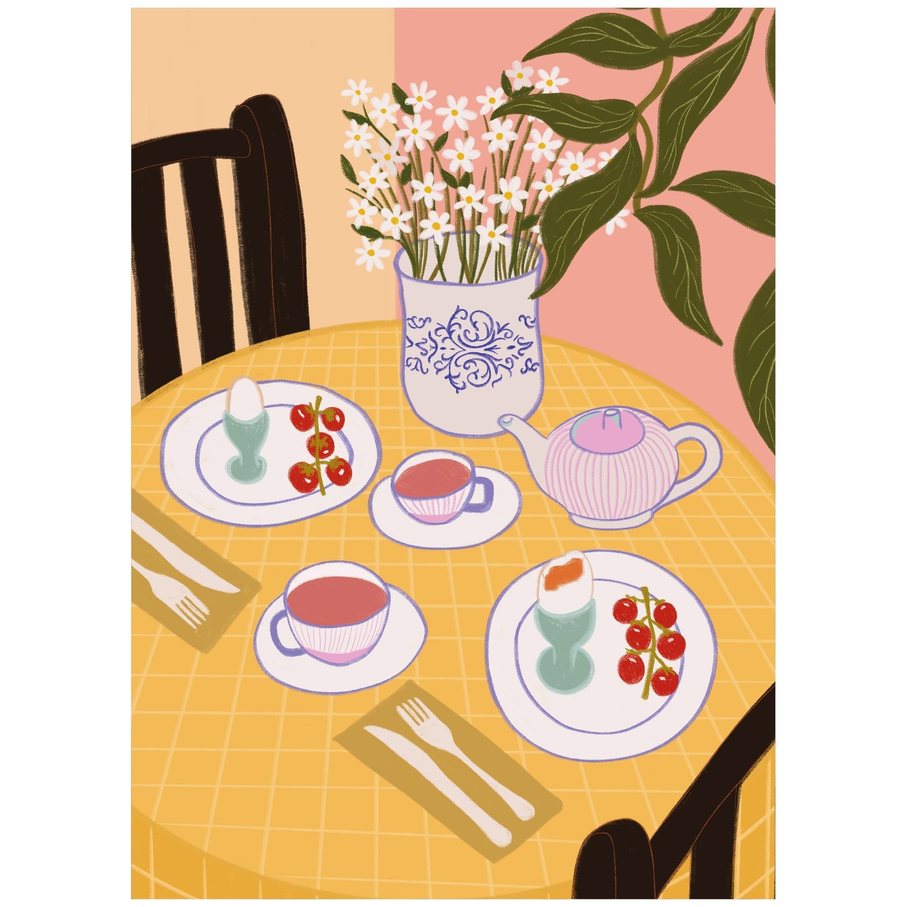 Decorative "Tea Time" Poster | High - Quality Print | Repositionable Adhesive - Pasquín