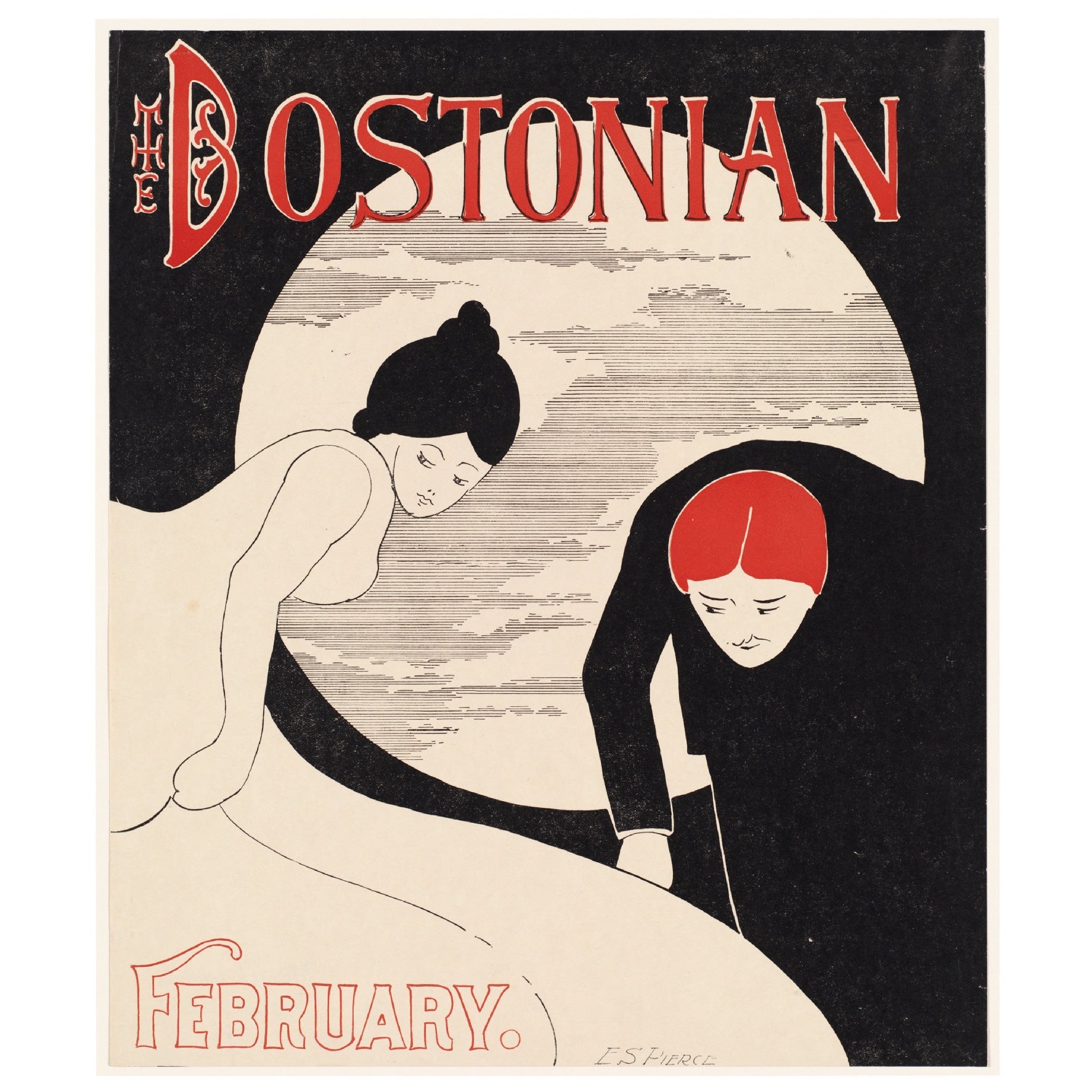 Decorative "The Bostonian, February" by E.S. Pierce Poster | High - Quality Print | Repositionable Adhesive - Pasquín