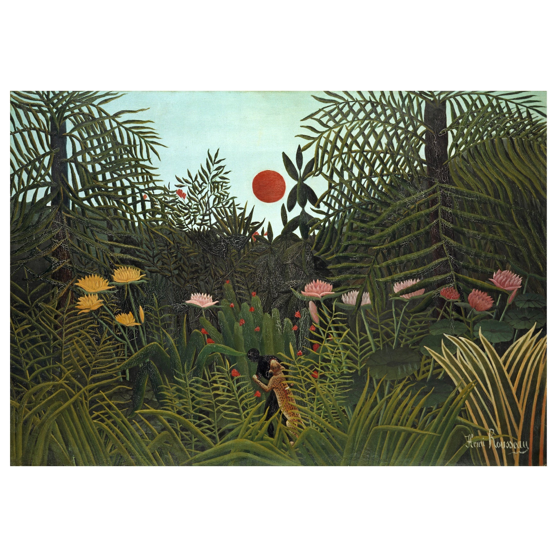 Decorative "Virgin Forest with Sunset" by Henri Rousseau Poster | High - Quality Print | Repositionable Adhesive - Pasquín Store