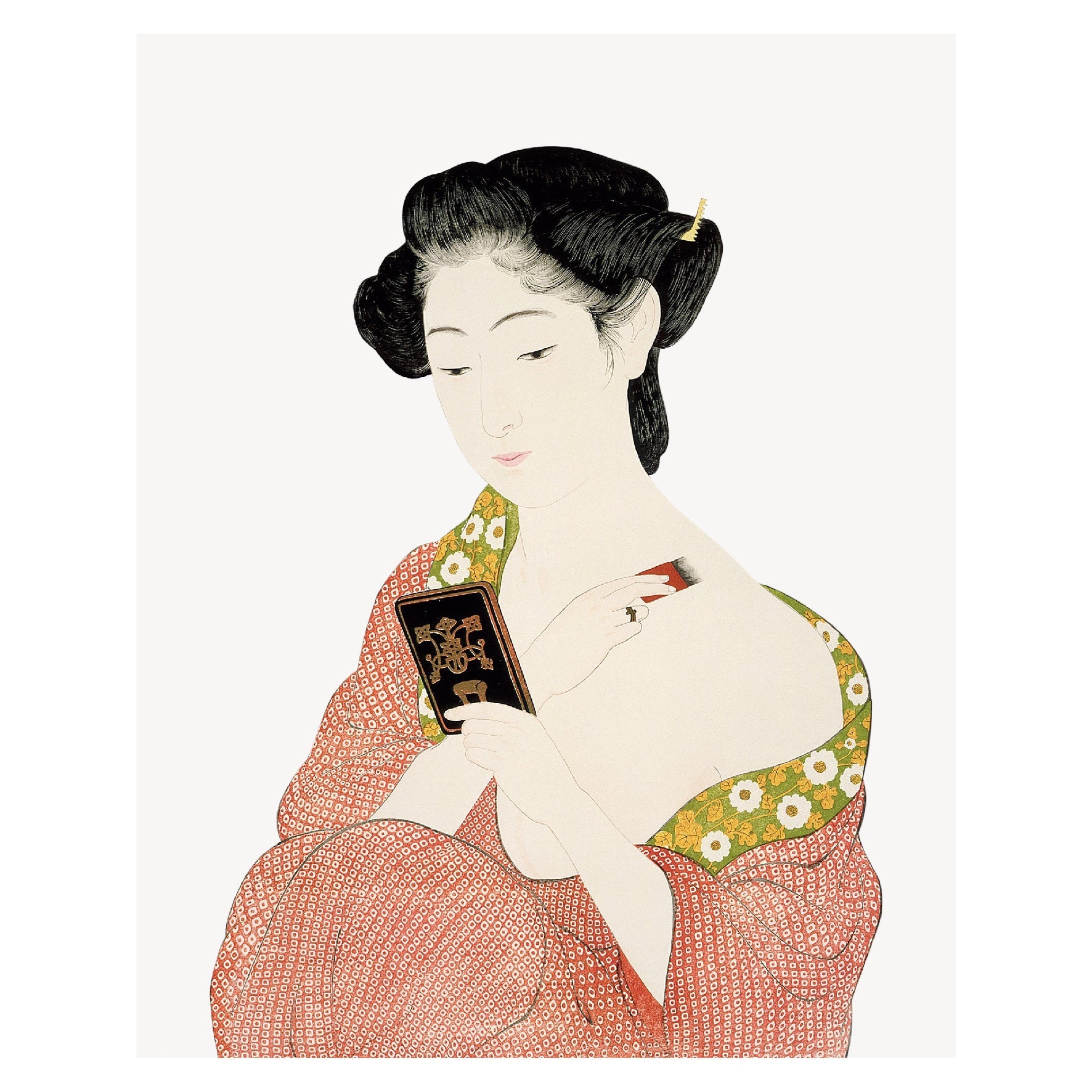 Decorative "Woman at Toilette" by Hashiguchi Goyo Poster | High - Quality Print | Repositionable Adhesive - Pasquín