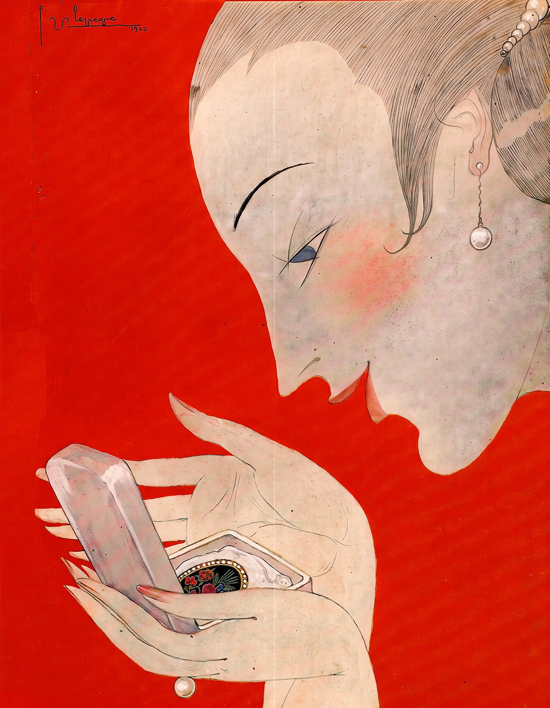 "Femme à la broche" by Georges Lepape - Reusable Peel-and-Stick Poster - Pasquín