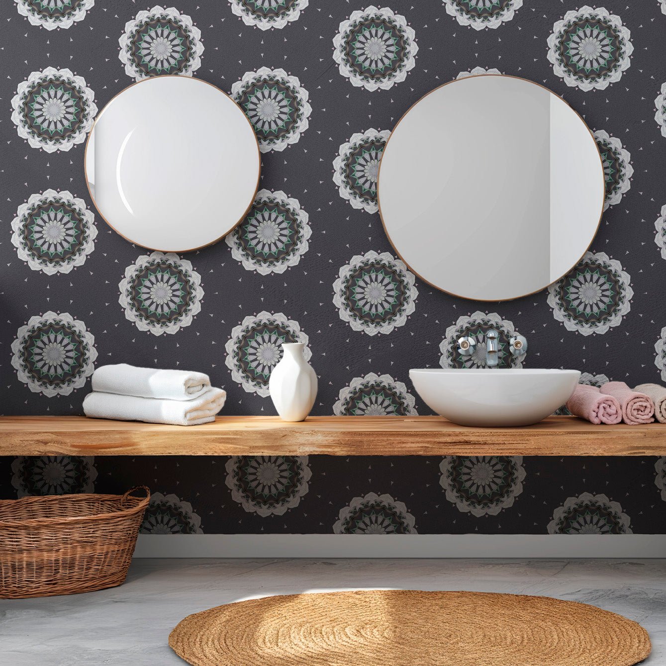 Floral Peel - and - Stick Tiles | Self - Adhesive Elongated Gray Design | Limited Edition - Pasquín Store