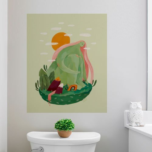 Handmade My Safe Island by Olga Lychkova Art Adhesive Poster - Eco - Friendly and High - Quality - Pasquín Store