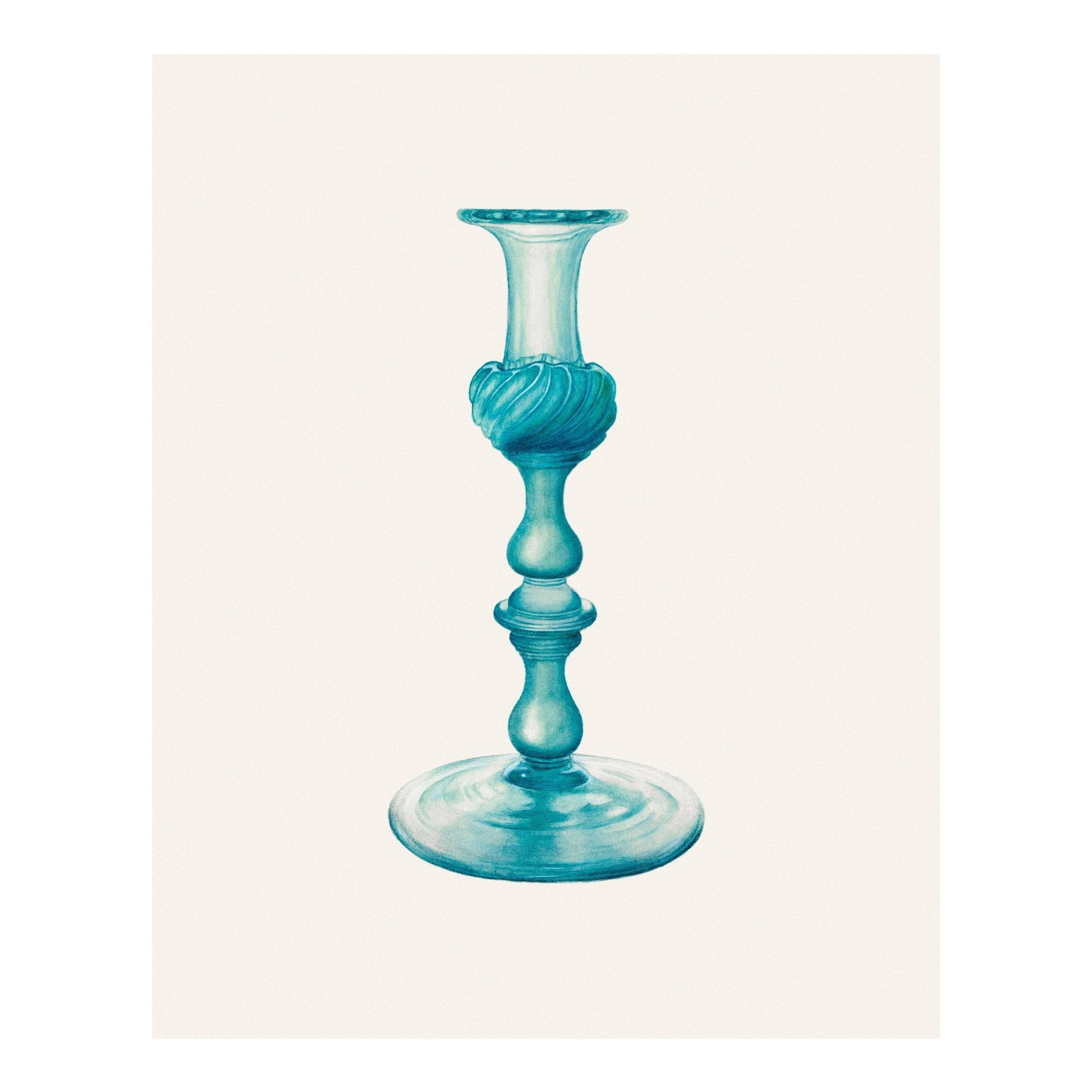 Handmade "Turquoise Candlestick" by Julie C. Brush Poster | High - Quality Print | Repositionable Adhesive - Pasquín Store