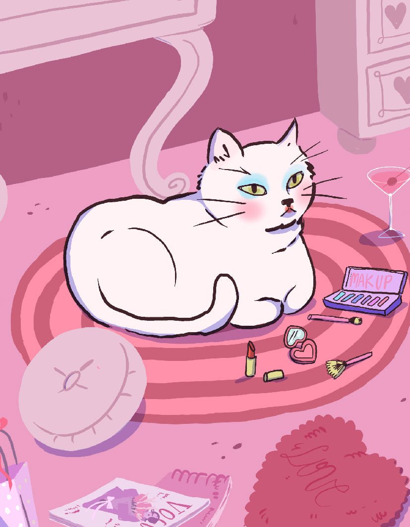"Kitty Makeup" by Lolillapolilla - Reusable Peel-and-Stick Poster - Pasquín
